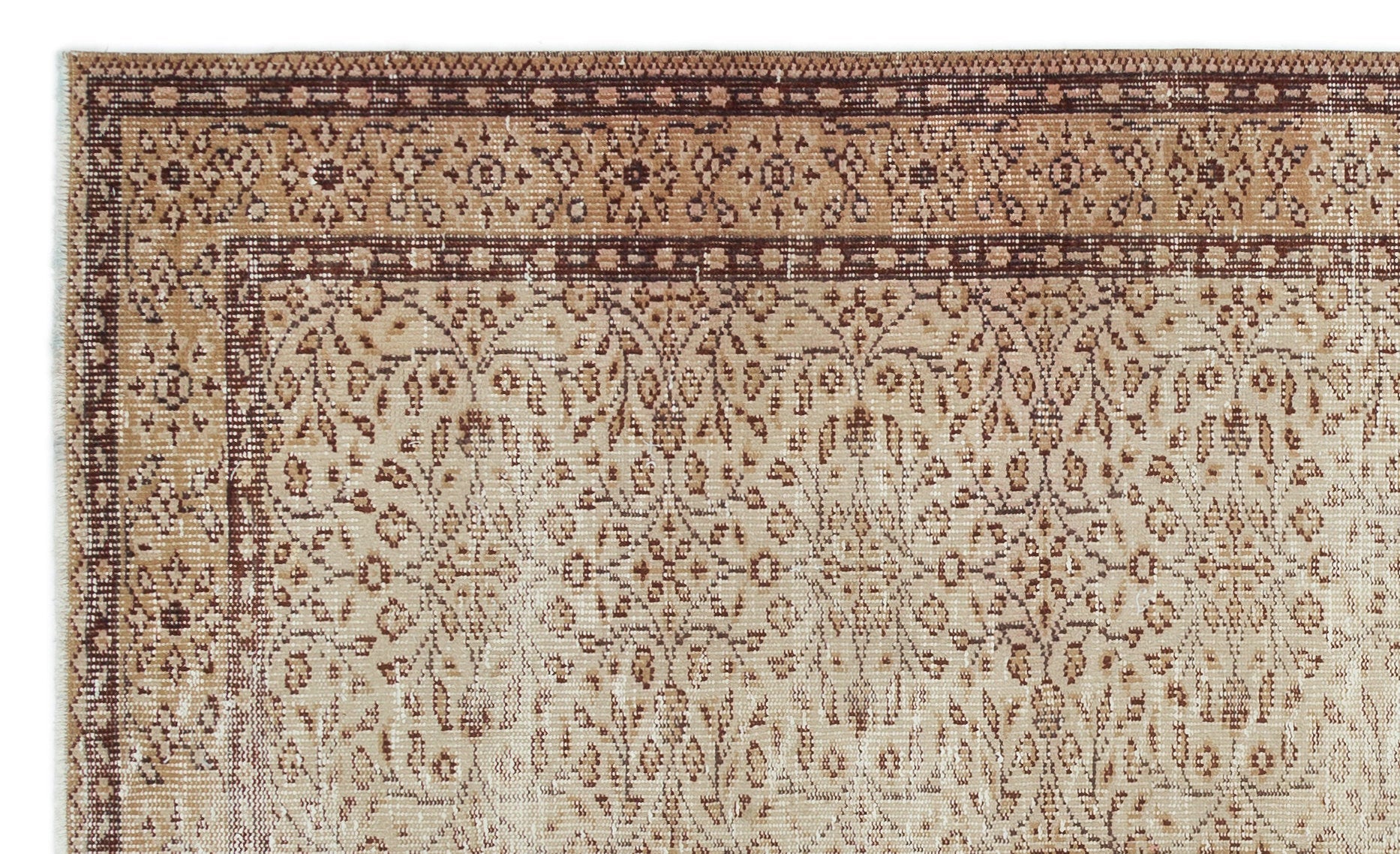 Atina Brown Vintage Wool Handmade Area Rug 5'3" x 8'7"