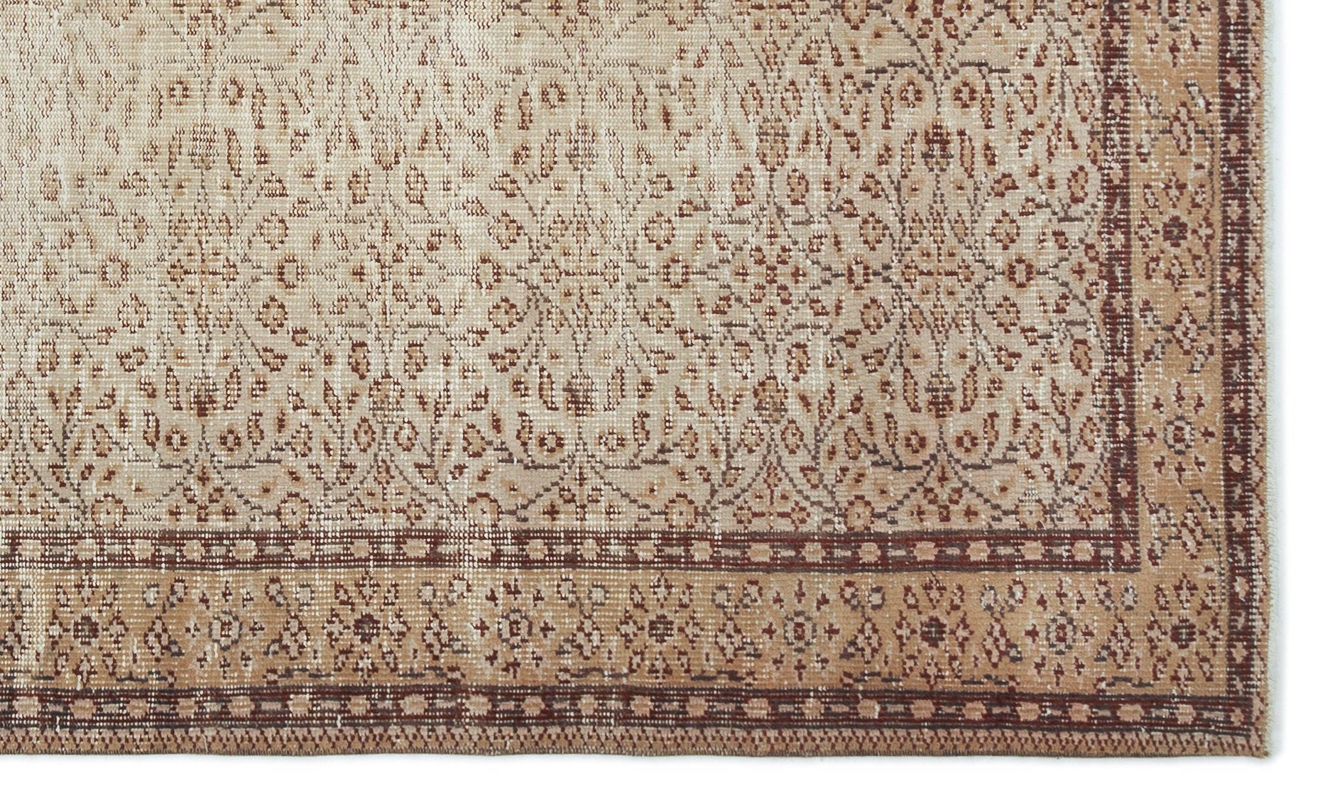 Atina Brown Vintage Wool Handmade Area Rug 5'3" x 8'7"