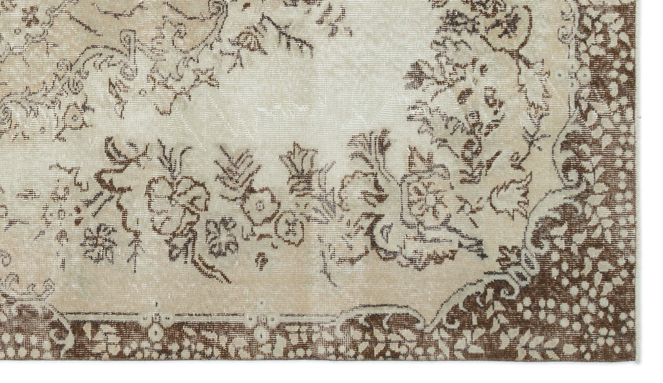 Atina Beige Vintage Wool Handmade Area Rug 6'2" x 9'3"