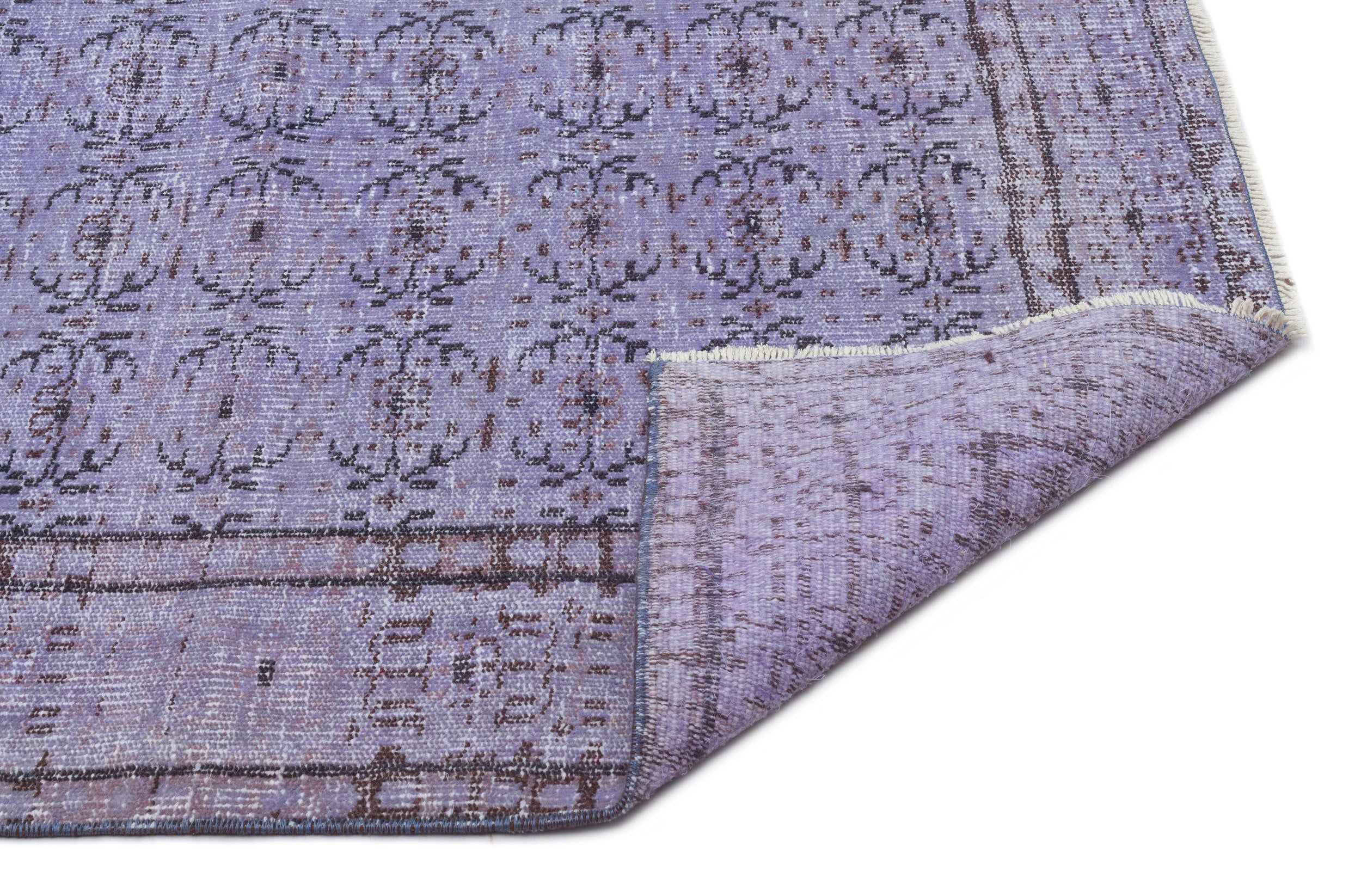 Atina Purple Vintage Wool Handmade Area Rug 5'8" x 9'7"