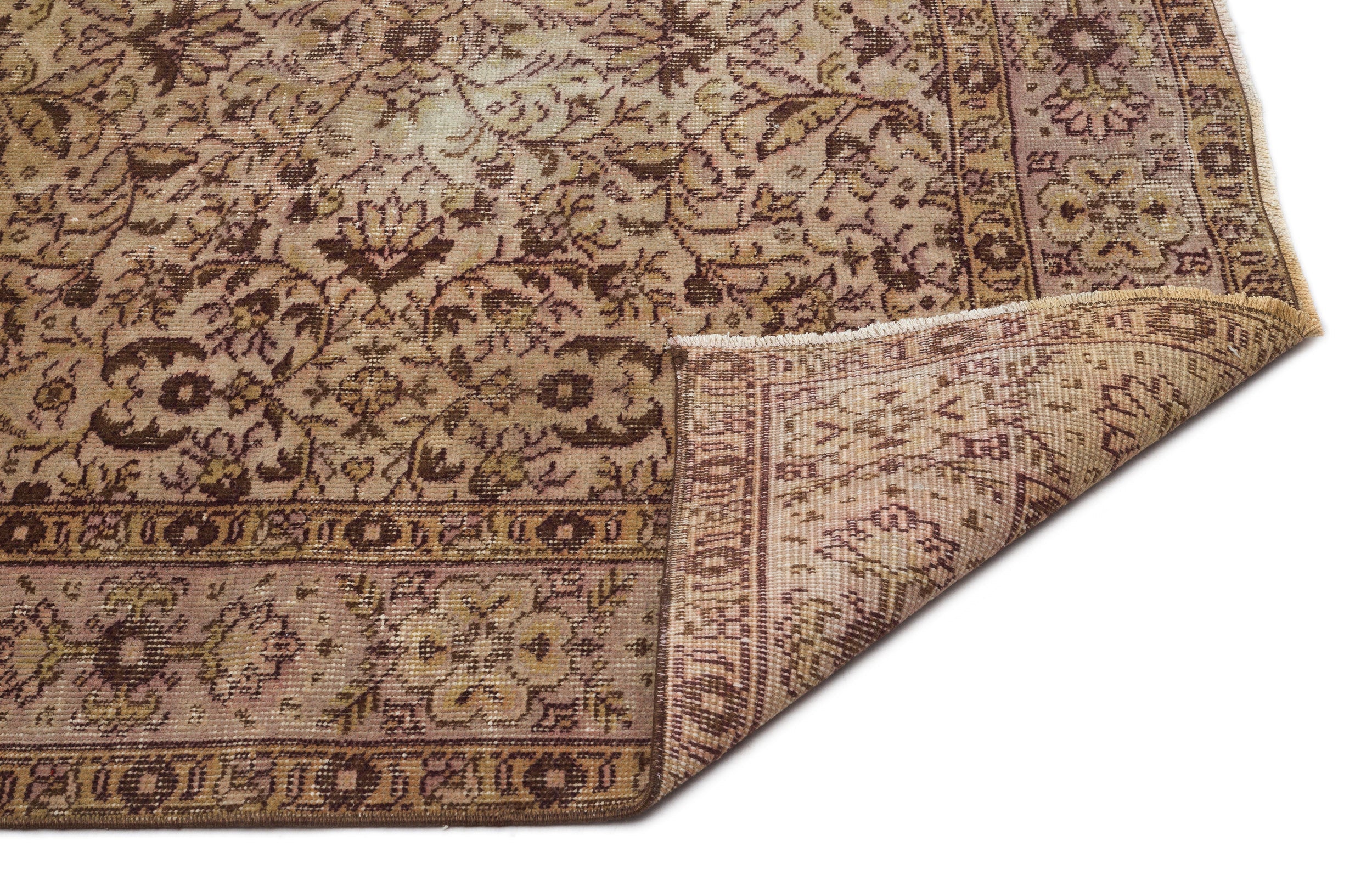 Atina Brown Vintage Wool Handmade Area Rug 4'5" x 10'0"
