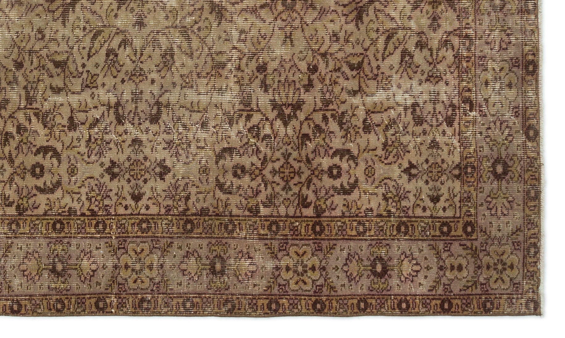 Atina Brown Vintage Wool Handmade Area Rug 4'5" x 10'0"