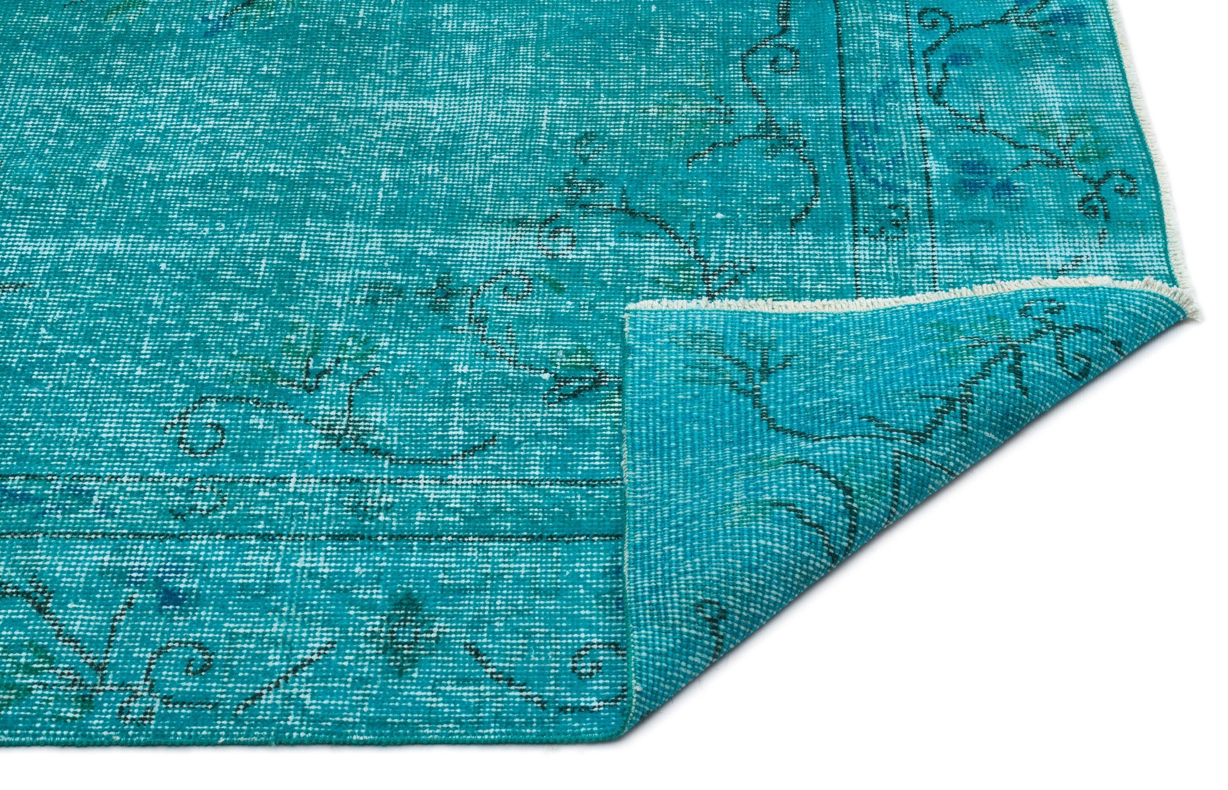 Atina Turquoise Vintage Wool Handmade Area Rug 5'9" x 9'1"