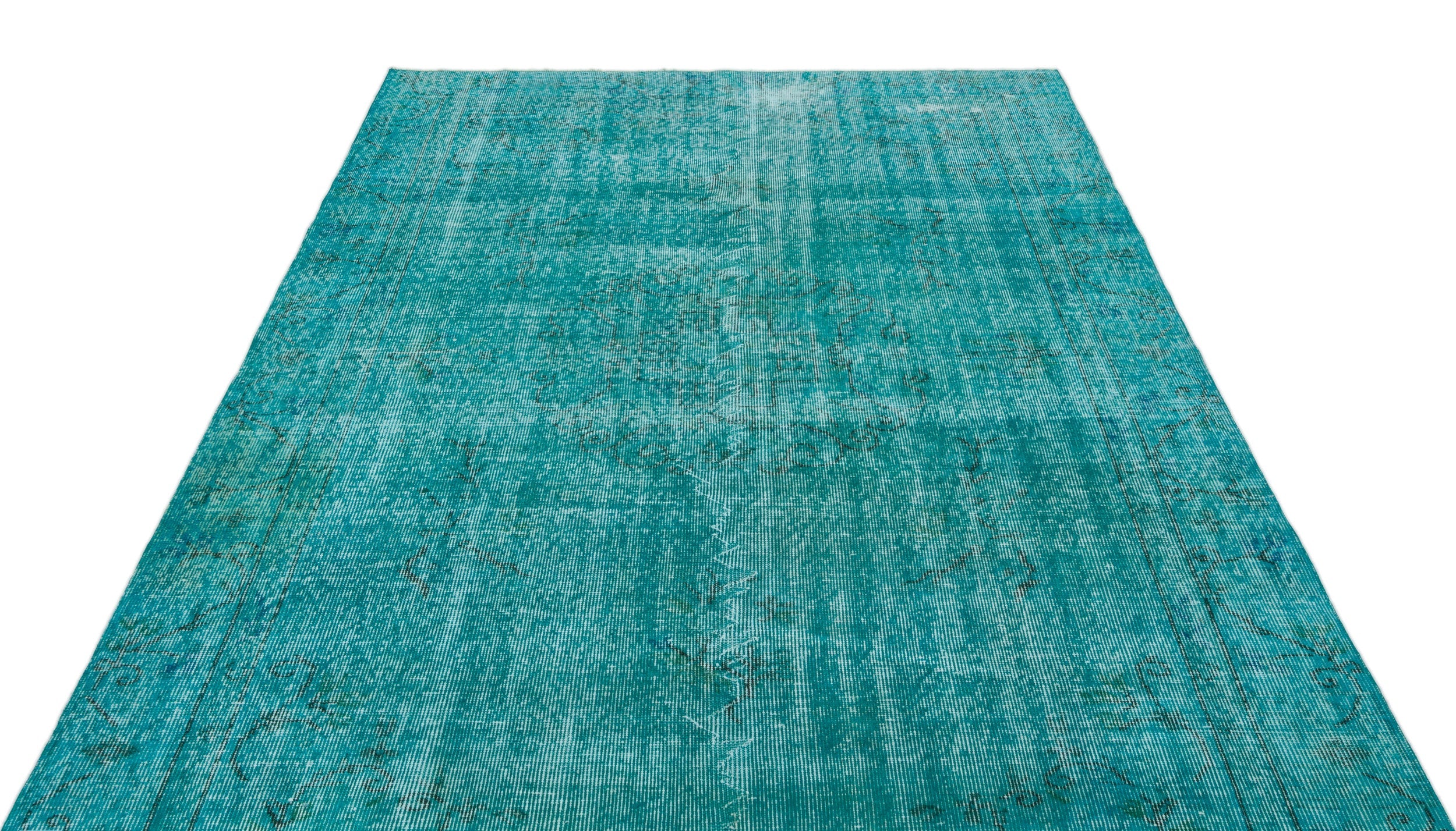 Atina Turquoise Vintage Wool Handmade Area Rug 5'9" x 9'1"