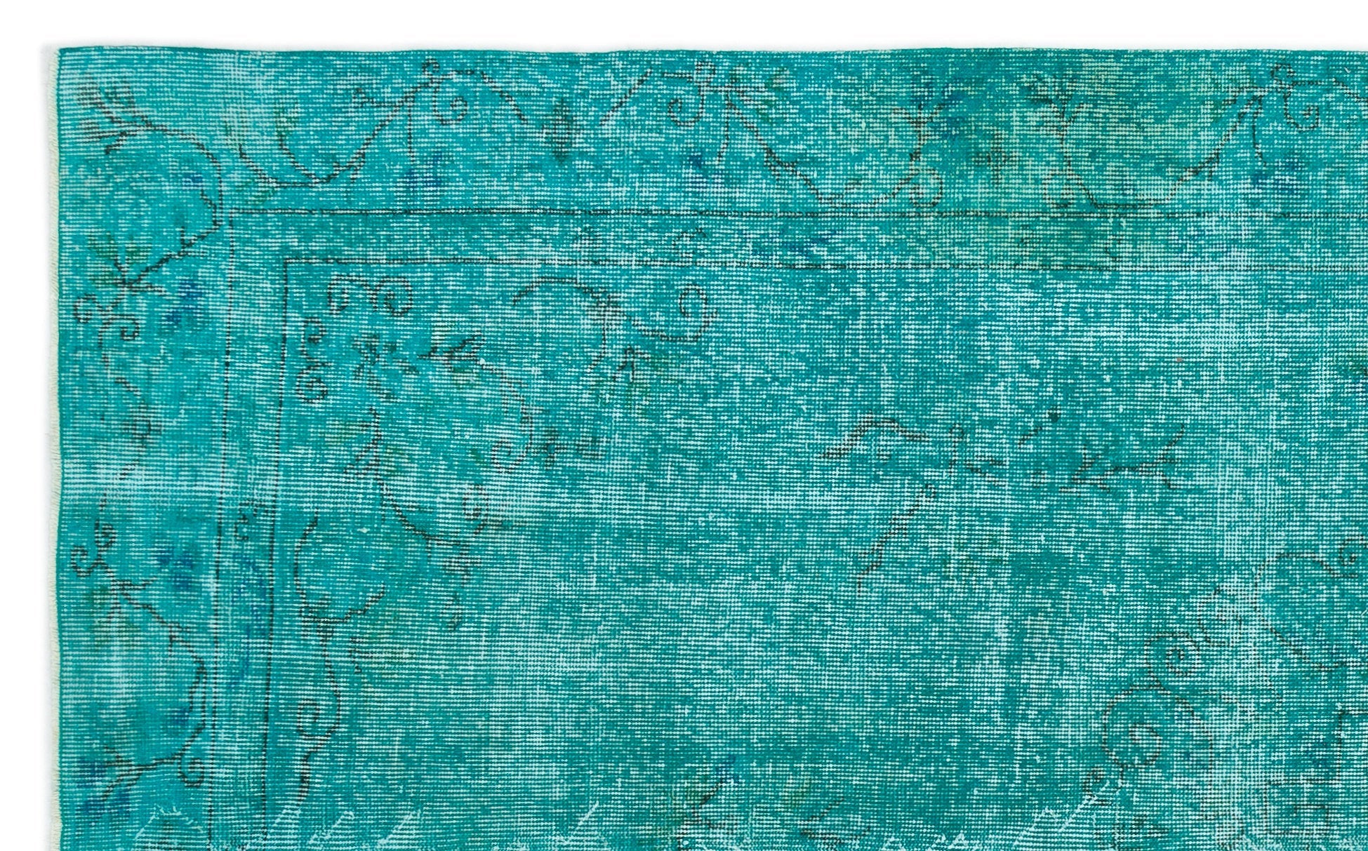 Atina Turquoise Vintage Wool Handmade Area Rug 5'9" x 9'1"