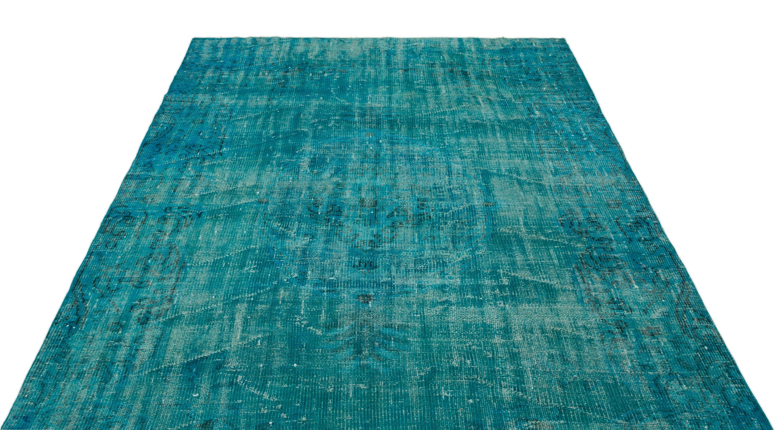 Atina Turquoise Vintage Wool Handmade Area Rug 5'9" x 8'9"