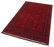 Afghan Washable Carpet - Red Area Rug Non Slip Flatweave Patterned Floor Mat
