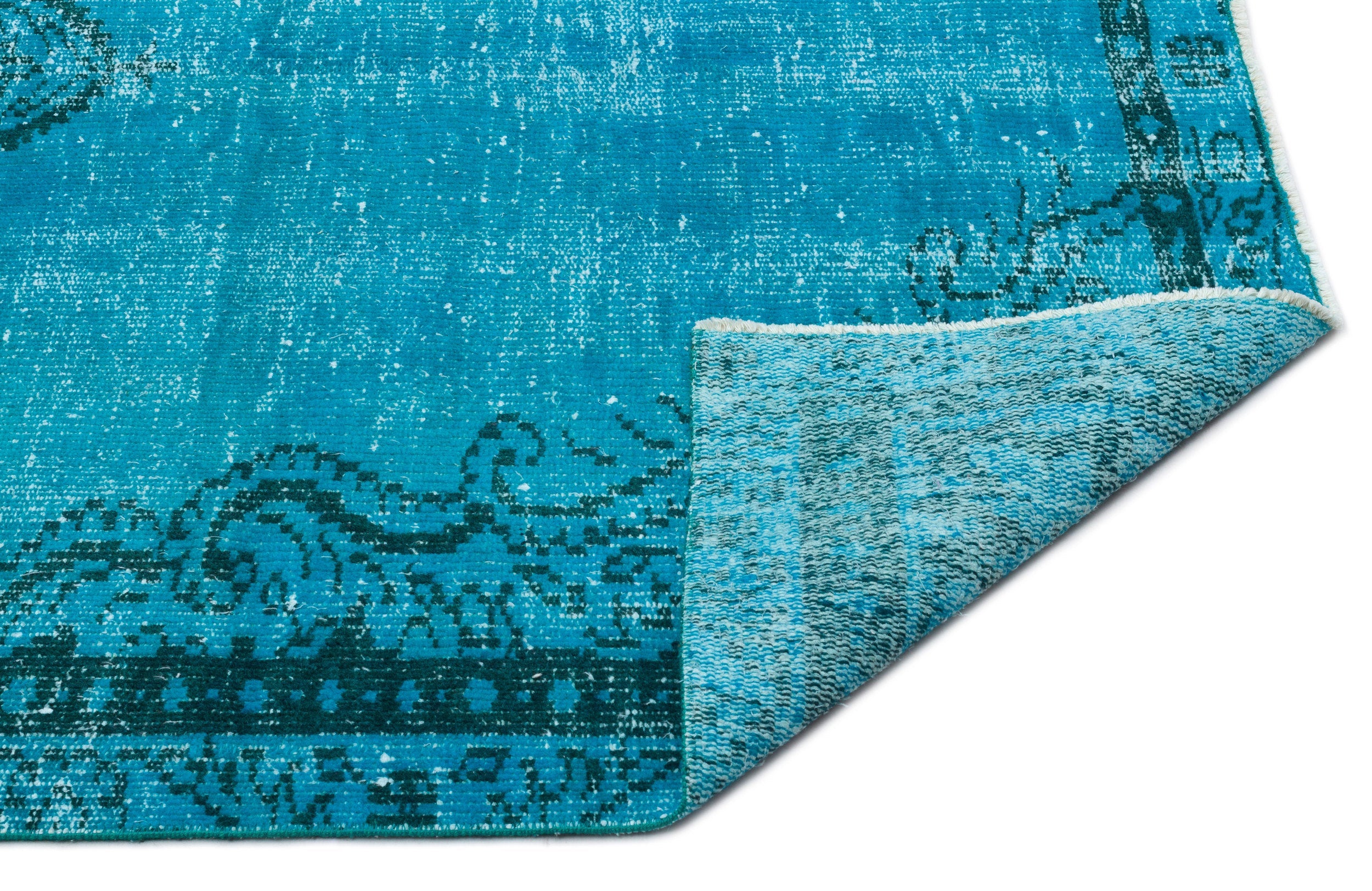 Atina Turquoise Vintage Wool Handmade Area Rug 4'10" x 8'6"