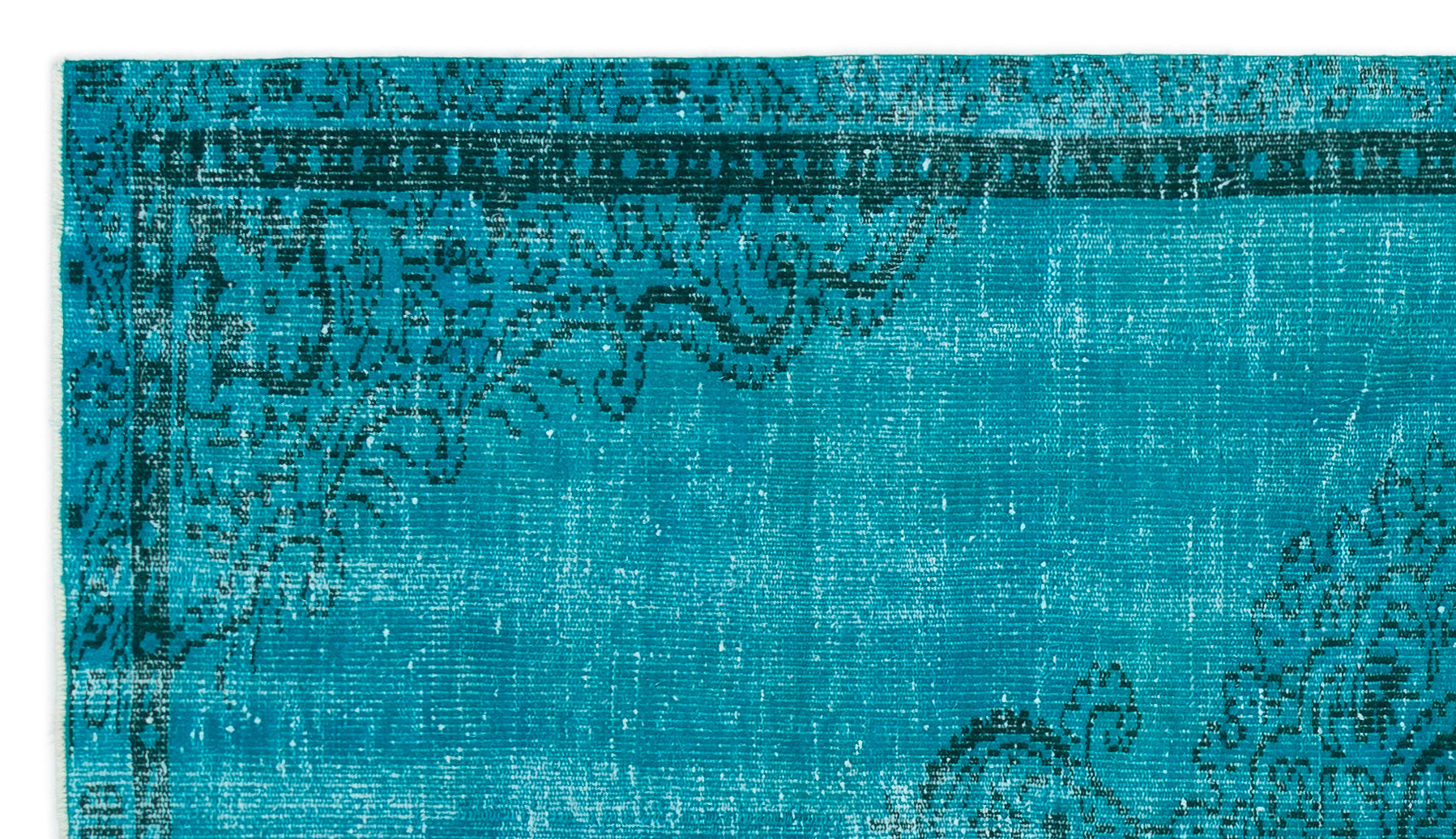 Atina Turquoise Vintage Wool Handmade Area Rug 4'10" x 8'6"