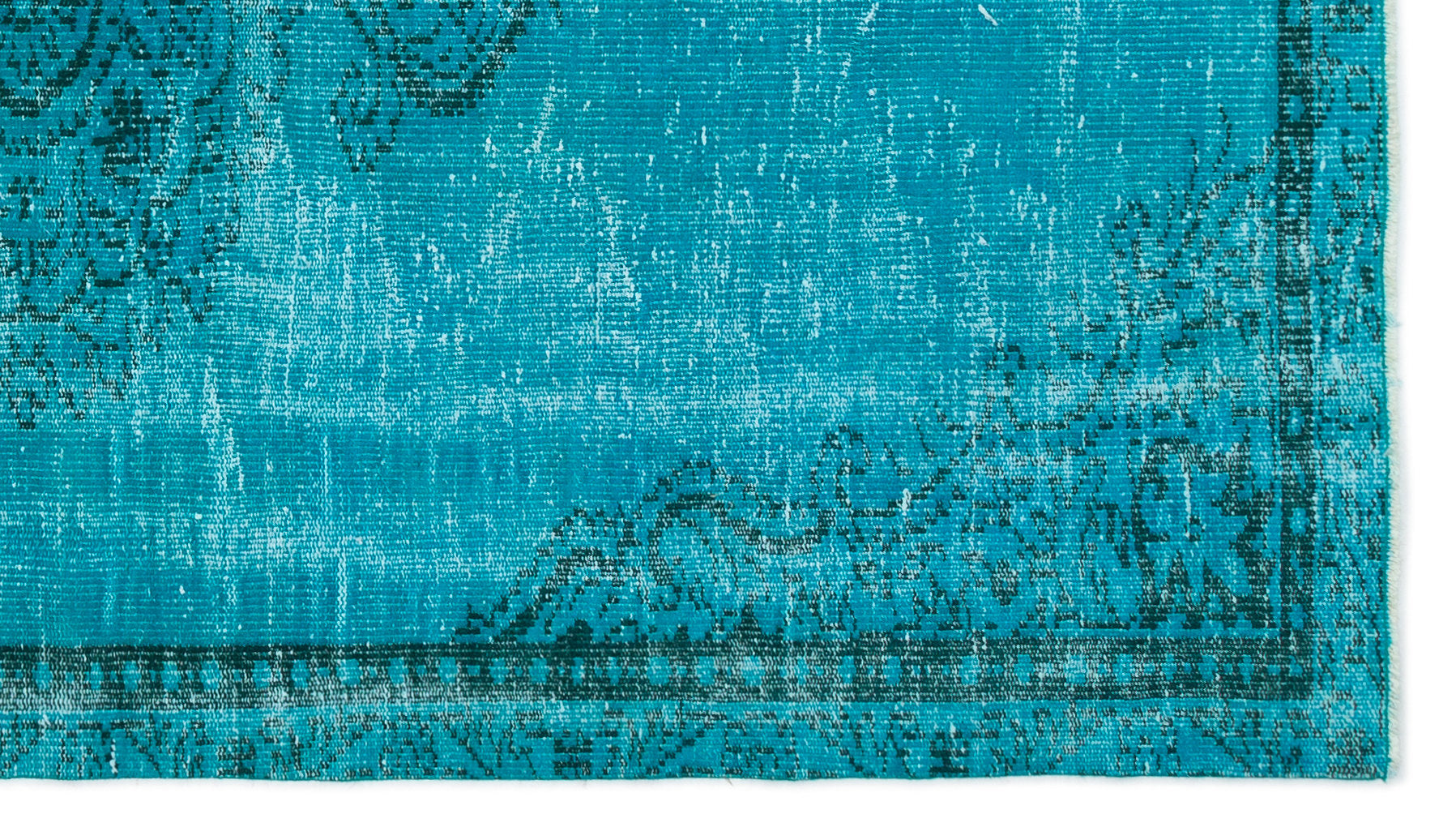Atina Turquoise Vintage Wool Handmade Area Rug 4'10" x 8'6"