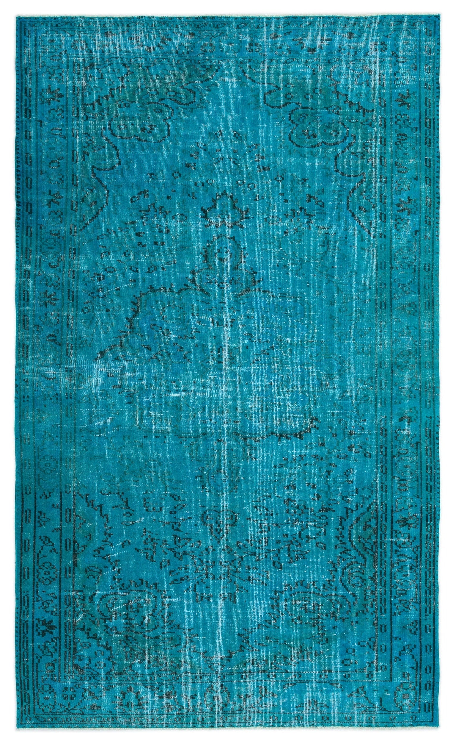 Atina Turquoise Vintage Wool Handmade Area Rug 5'0" x 8'6"