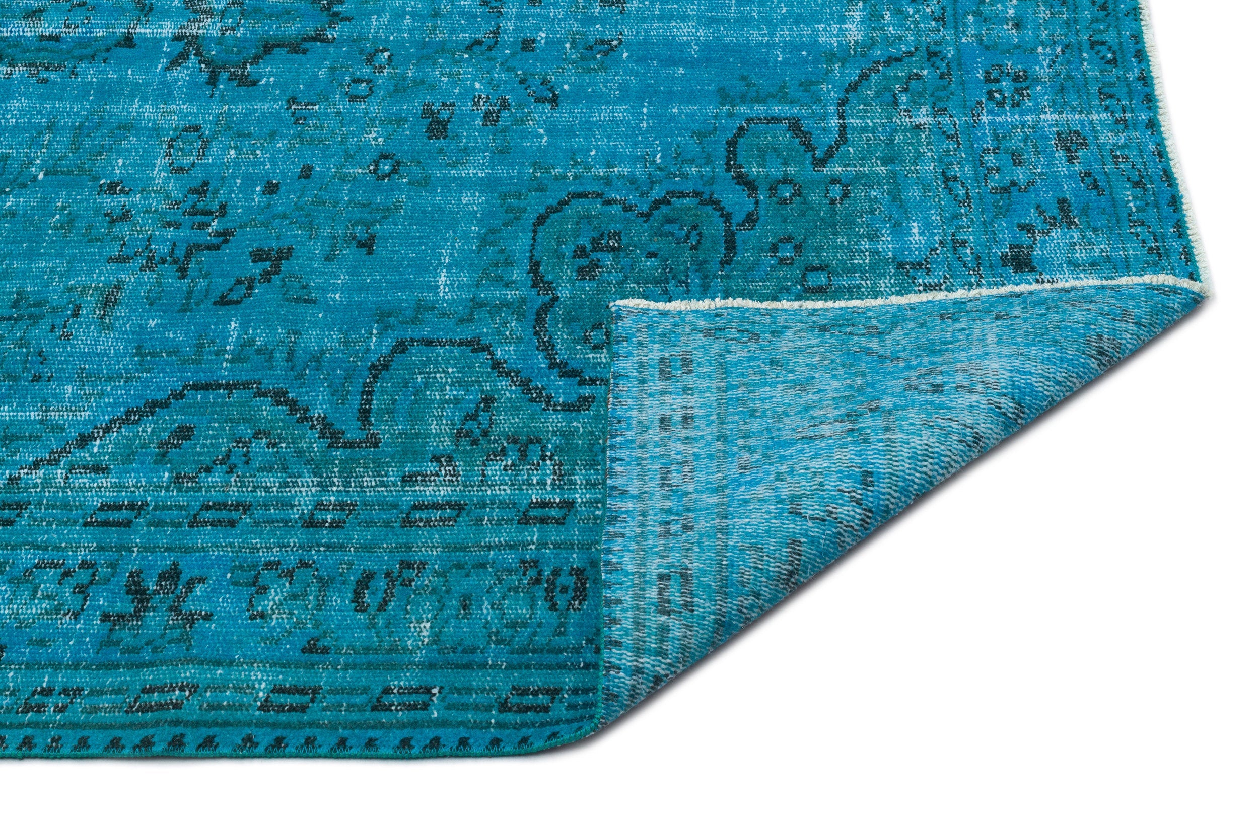 Atina Turquoise Vintage Wool Handmade Area Rug 5'0" x 8'6"