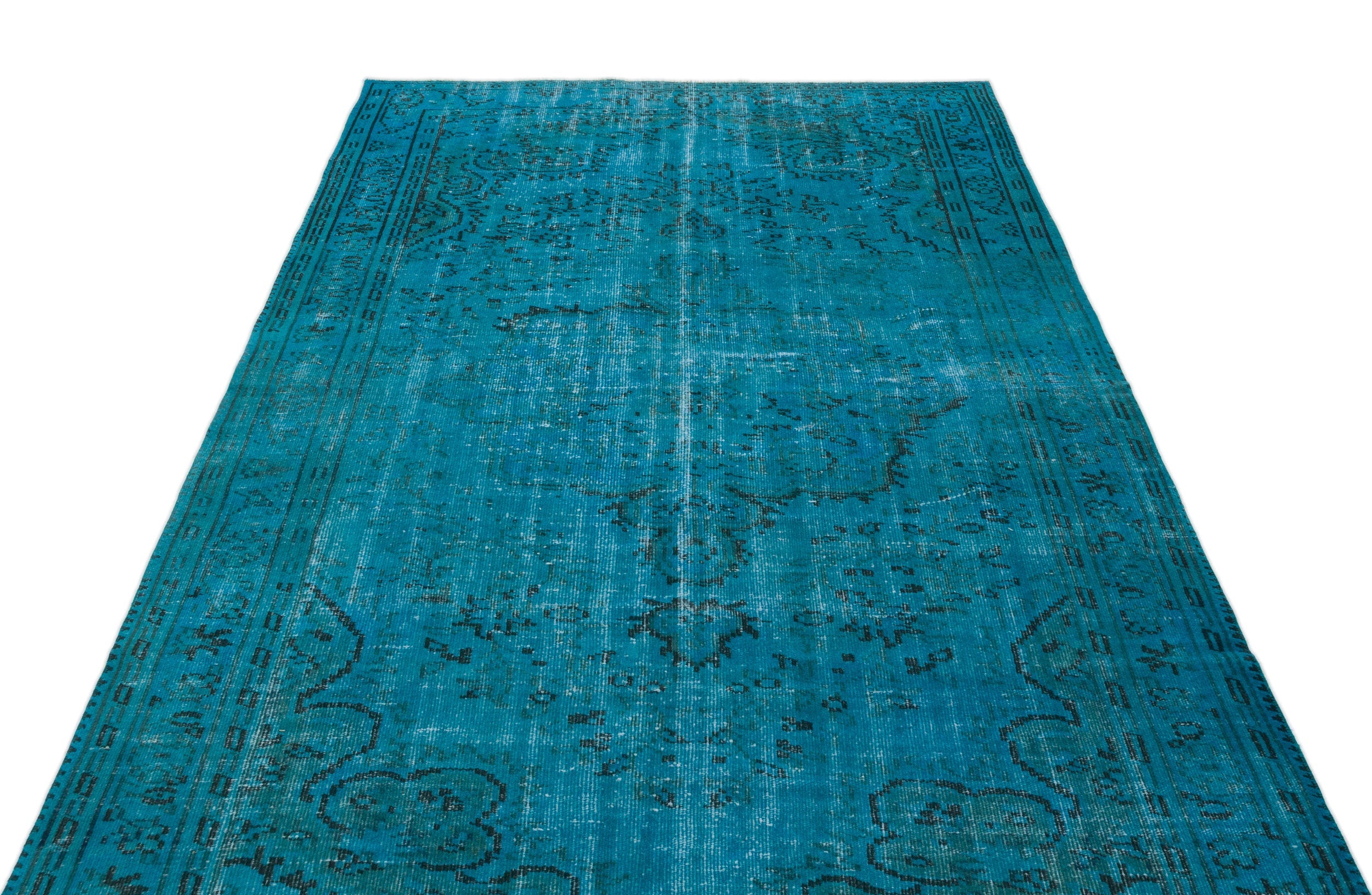 Atina Turquoise Vintage Wool Handmade Area Rug 5'0" x 8'6"