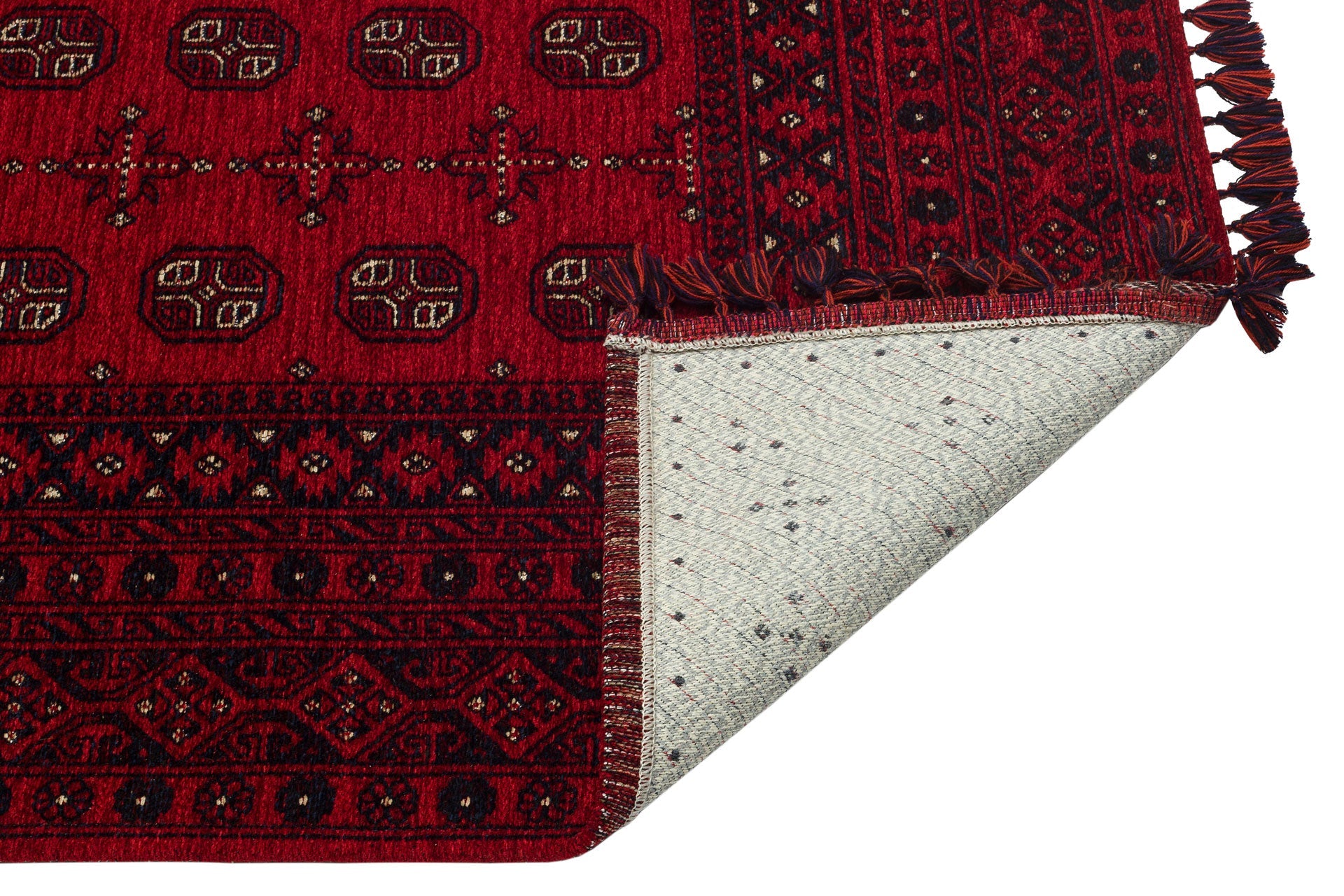 Afghan Washable Rug - Red Non Slip Rug | Fine Woven Dustproof Carpet