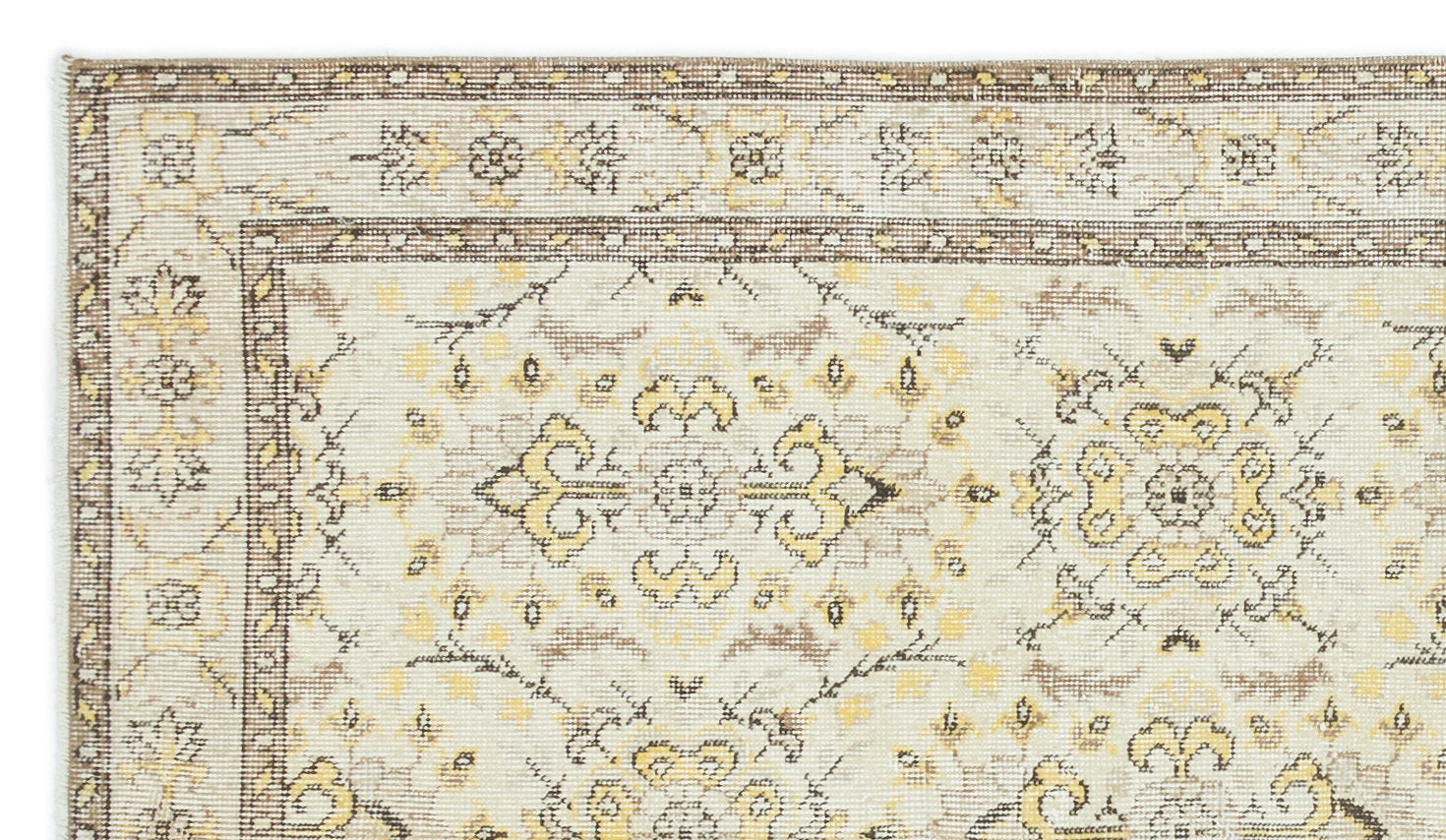 Atina Beige Vintage Wool Handmade Area Rug 3'10" x 7'0"