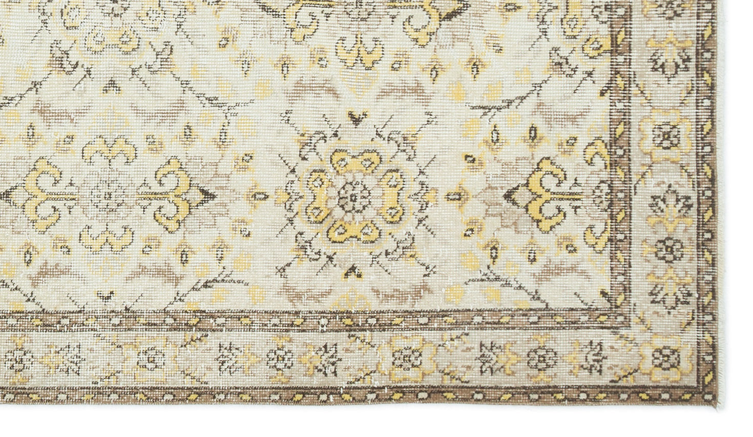 Atina Beige Vintage Wool Handmade Area Rug 3'10" x 7'0"