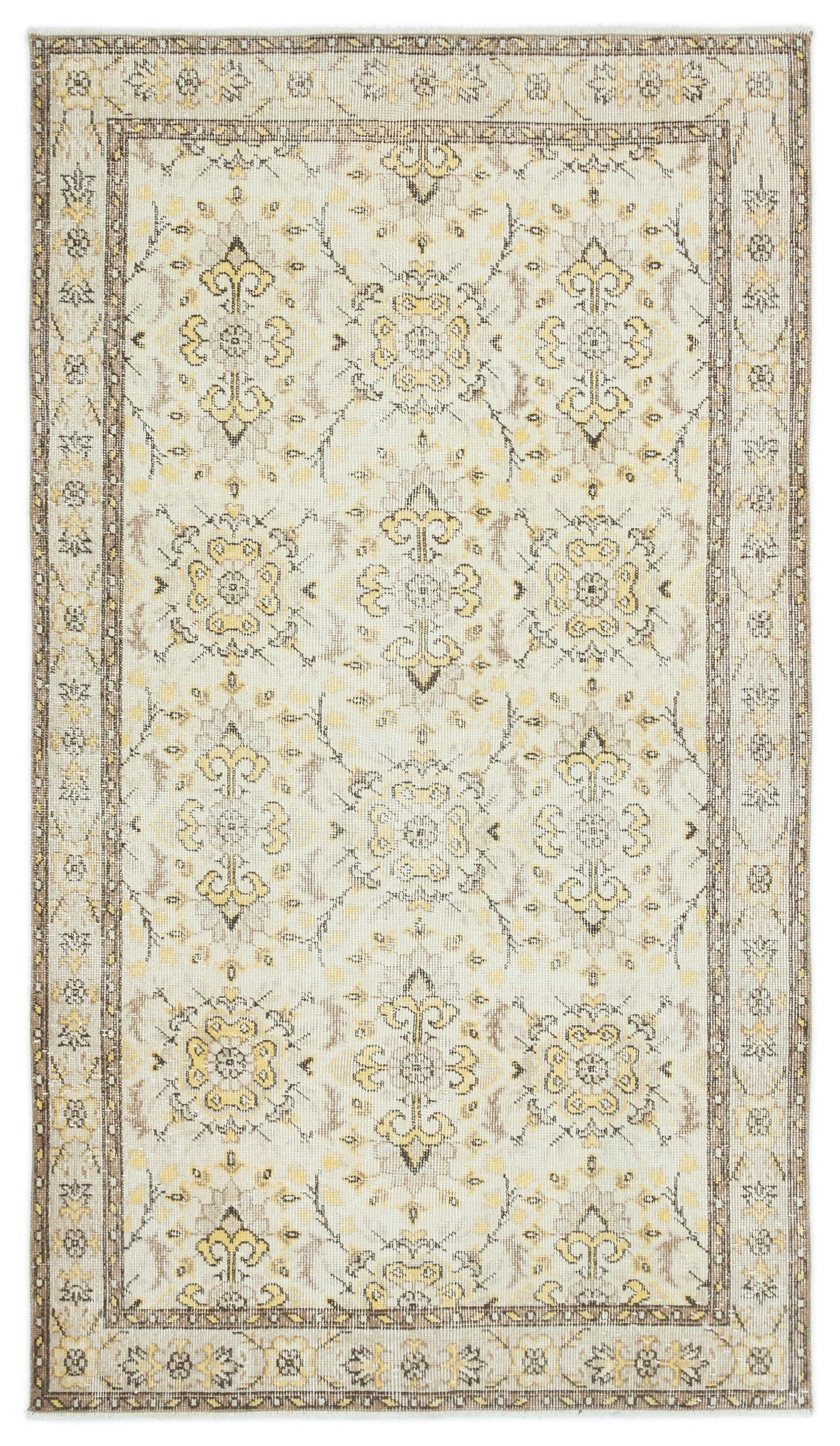 Atina Beige Vintage Wool Handmade Area Rug 3'10" x 7'0"