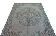Atina Green Vintage Wool Handmade Area Rug 4'11" x 9'1"