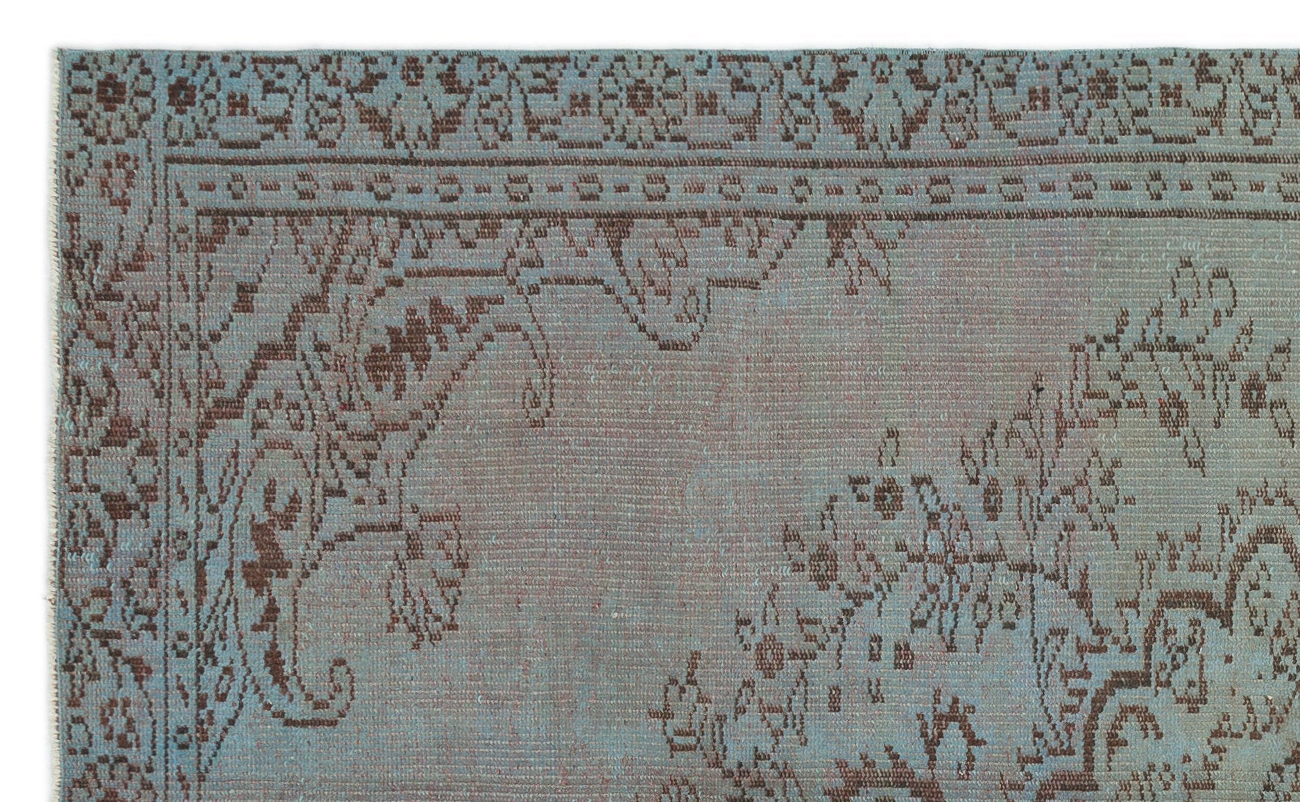 Atina Green Vintage Wool Handmade Area Rug 4'11" x 9'1"