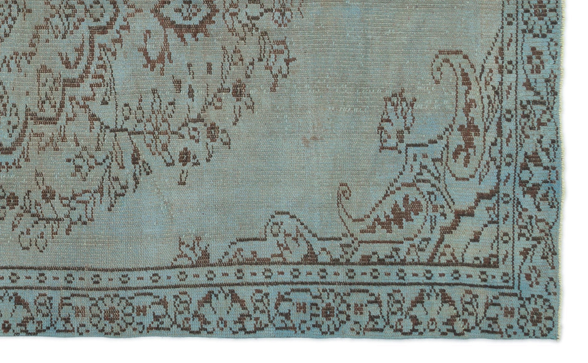 Atina Green Vintage Wool Handmade Area Rug 4'11" x 9'1"