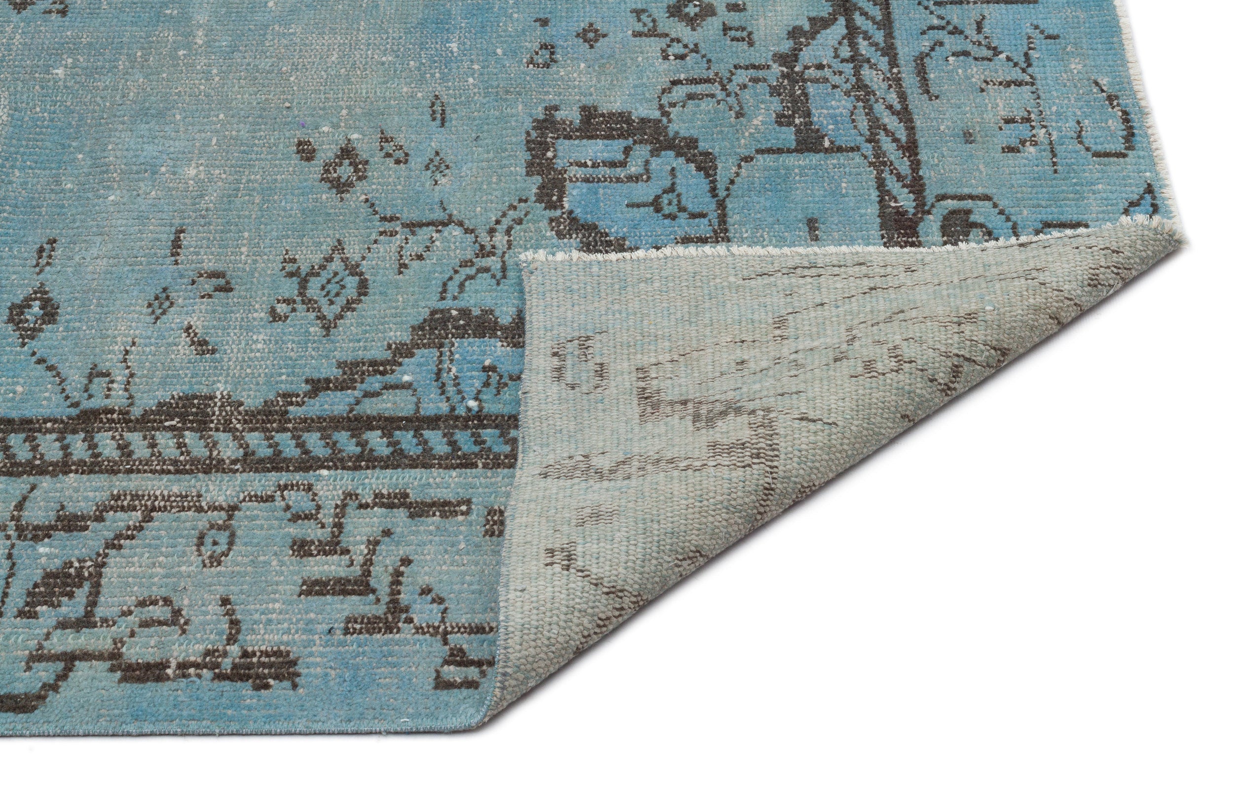 Atina Blue Vintage Wool Handmade Area Rug 5'9" x 9'3"