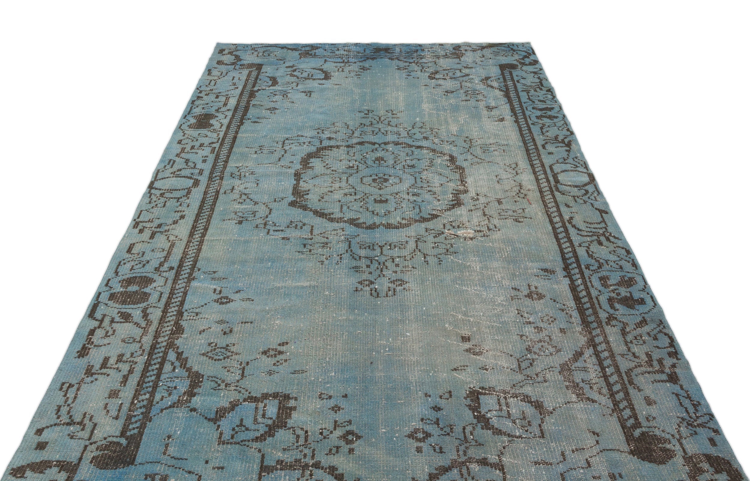 Atina Blue Vintage Wool Handmade Area Rug 5'9" x 9'3"