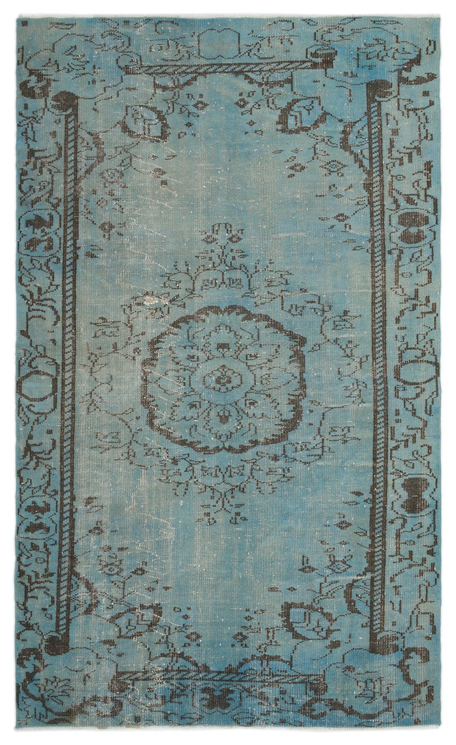Atina Blue Vintage Wool Handmade Area Rug 5'9" x 9'3"