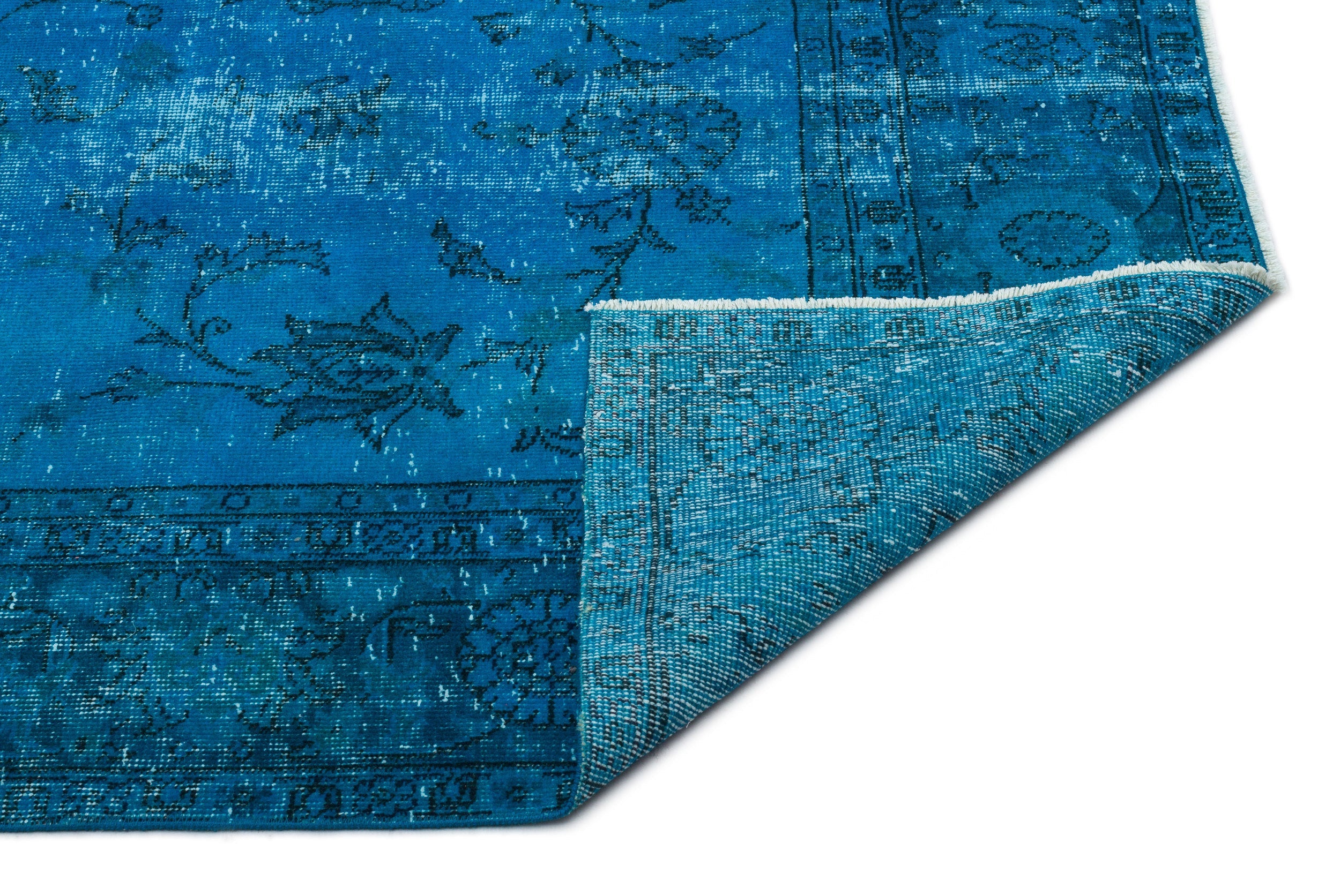 Atina Turquoise Vintage Wool Handmade Area Rug 6'2" x 9'5"