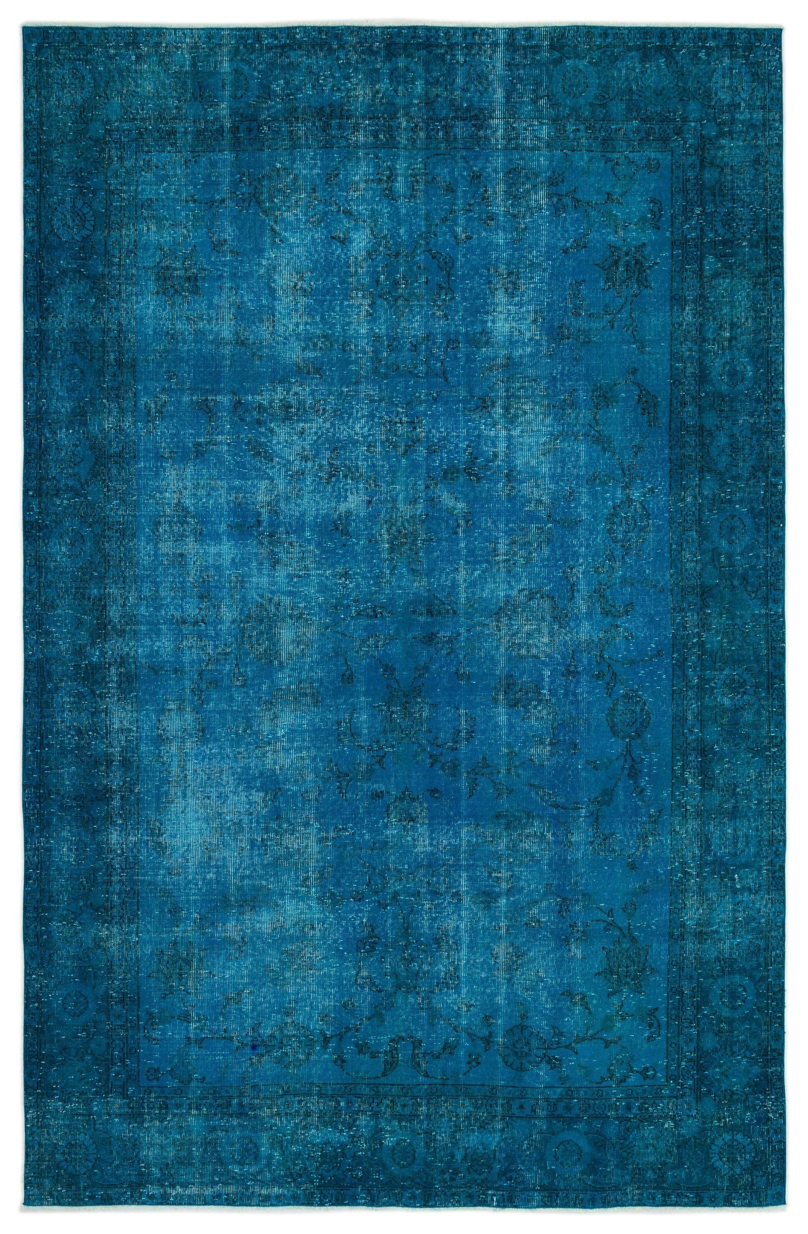 Atina Turquoise Vintage Wool Handmade Area Rug 6'2" x 9'5"
