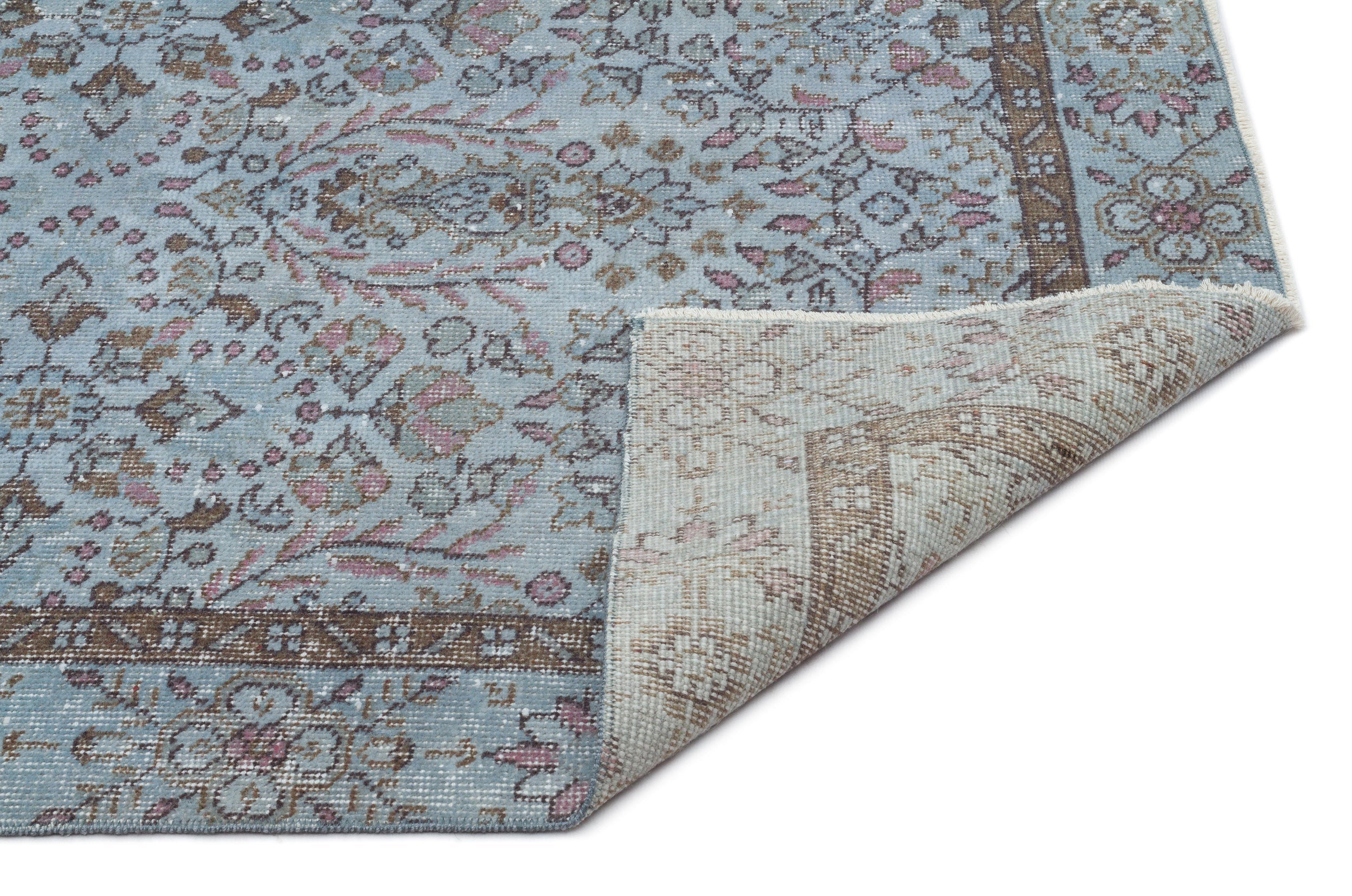 Atina Blue Vintage Wool Handmade Area Rug 5'5" x 9'8"