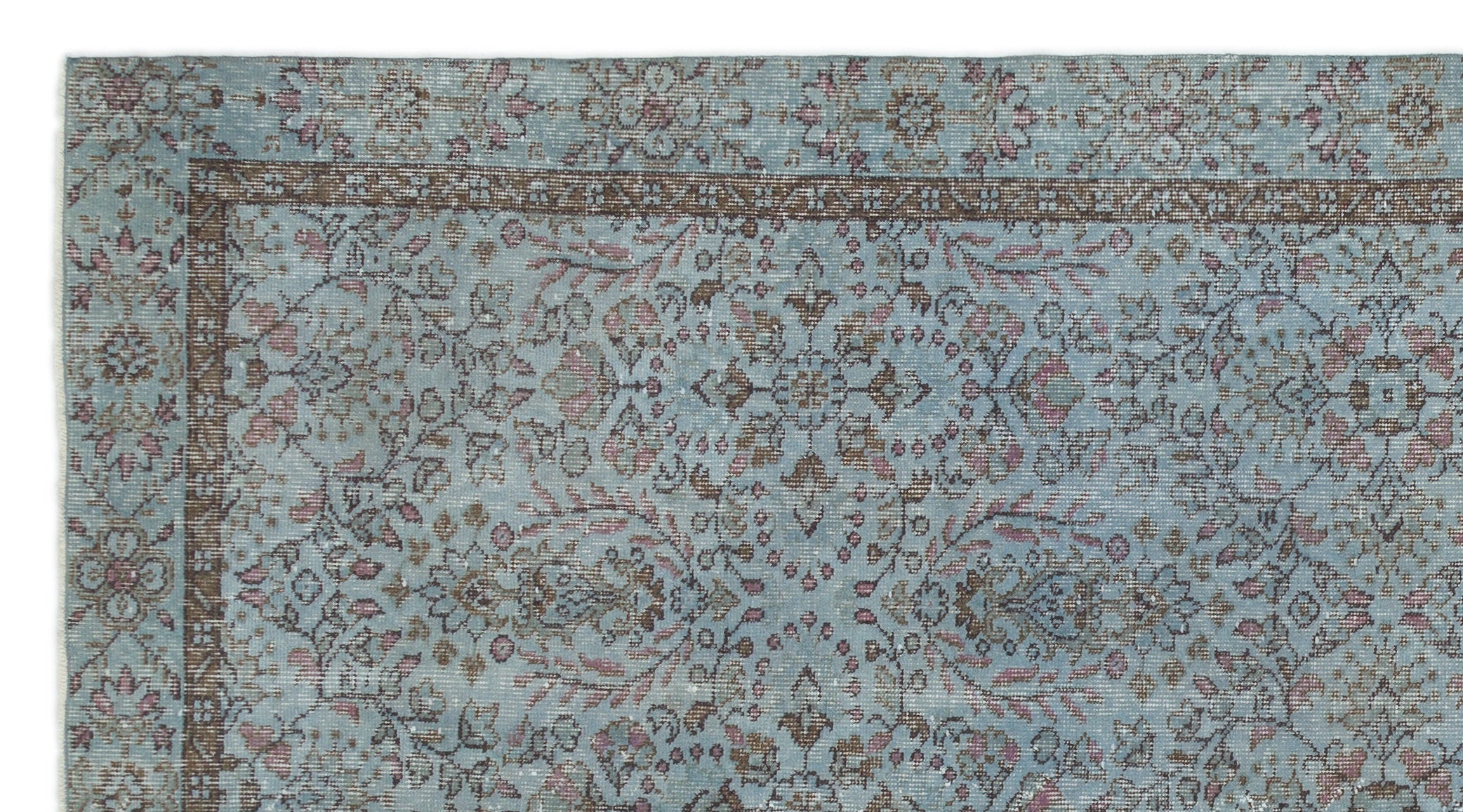 Atina Blue Vintage Wool Handmade Area Rug 5'5" x 9'8"