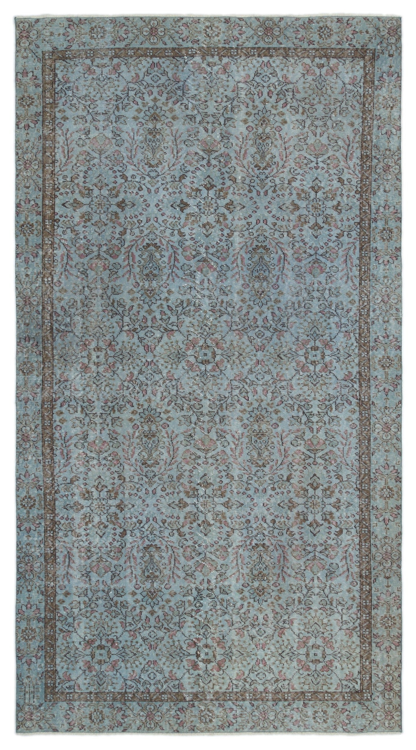 Atina Blue Vintage Wool Handmade Area Rug 5'5" x 9'8"