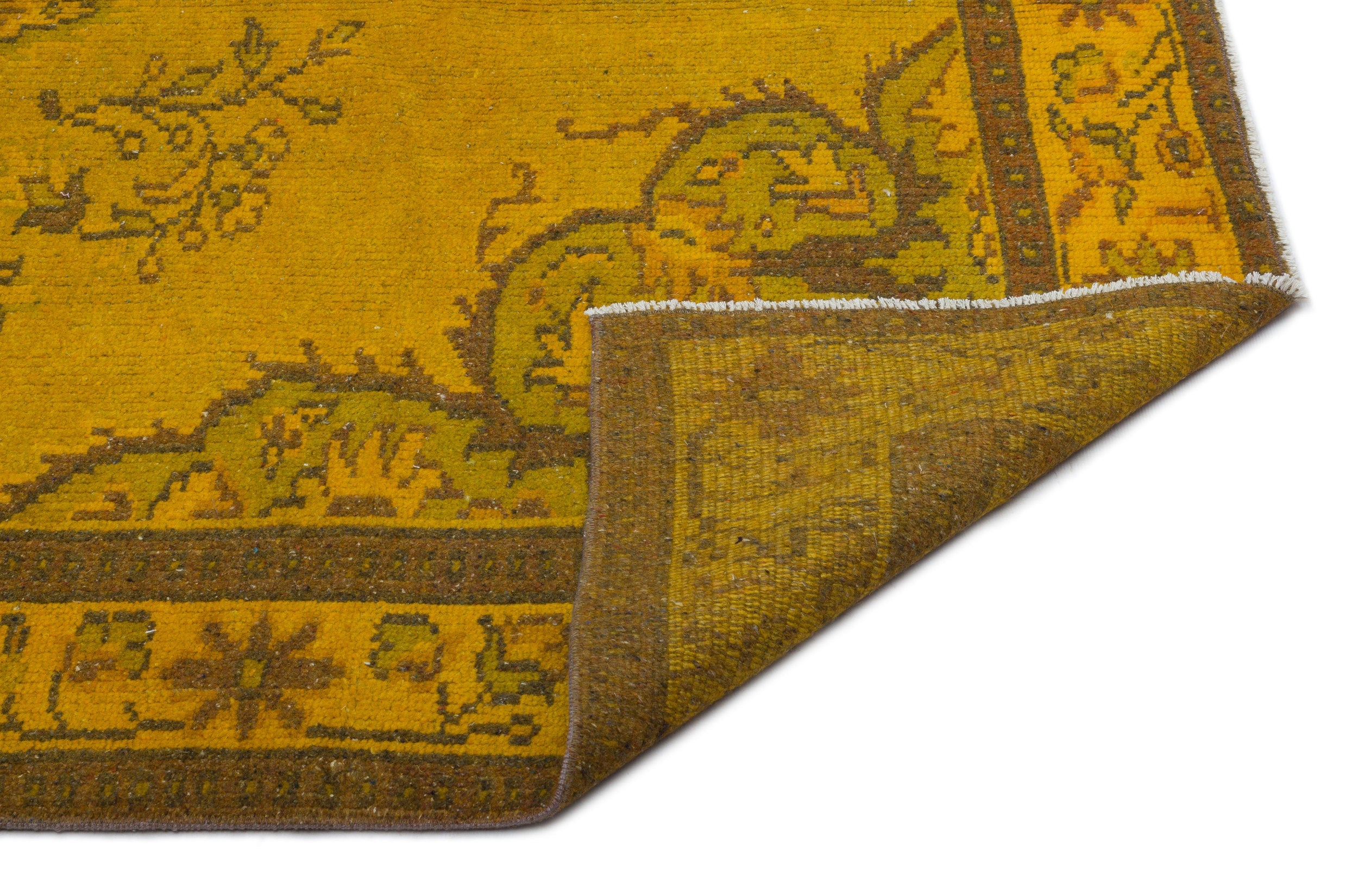 Atina Yellow Vintage Wool Handmade Area Rug 5'4" x 8'9"
