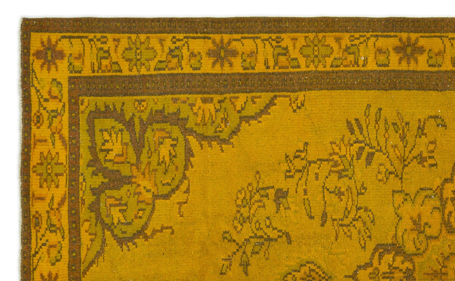 Atina Yellow Vintage Wool Handmade Area Rug 5'4" x 8'9"