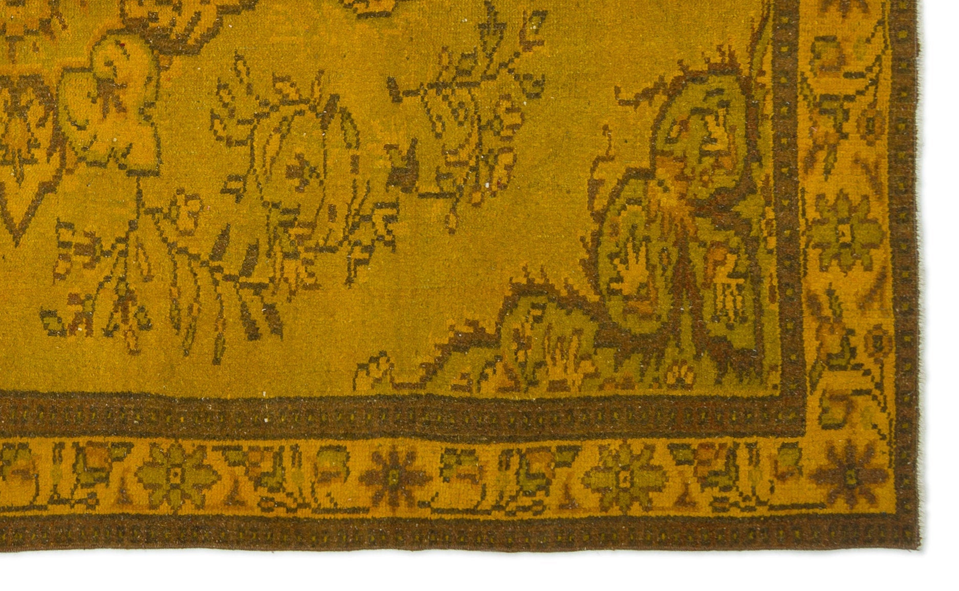 Atina Yellow Vintage Wool Handmade Area Rug 5'4" x 8'9"