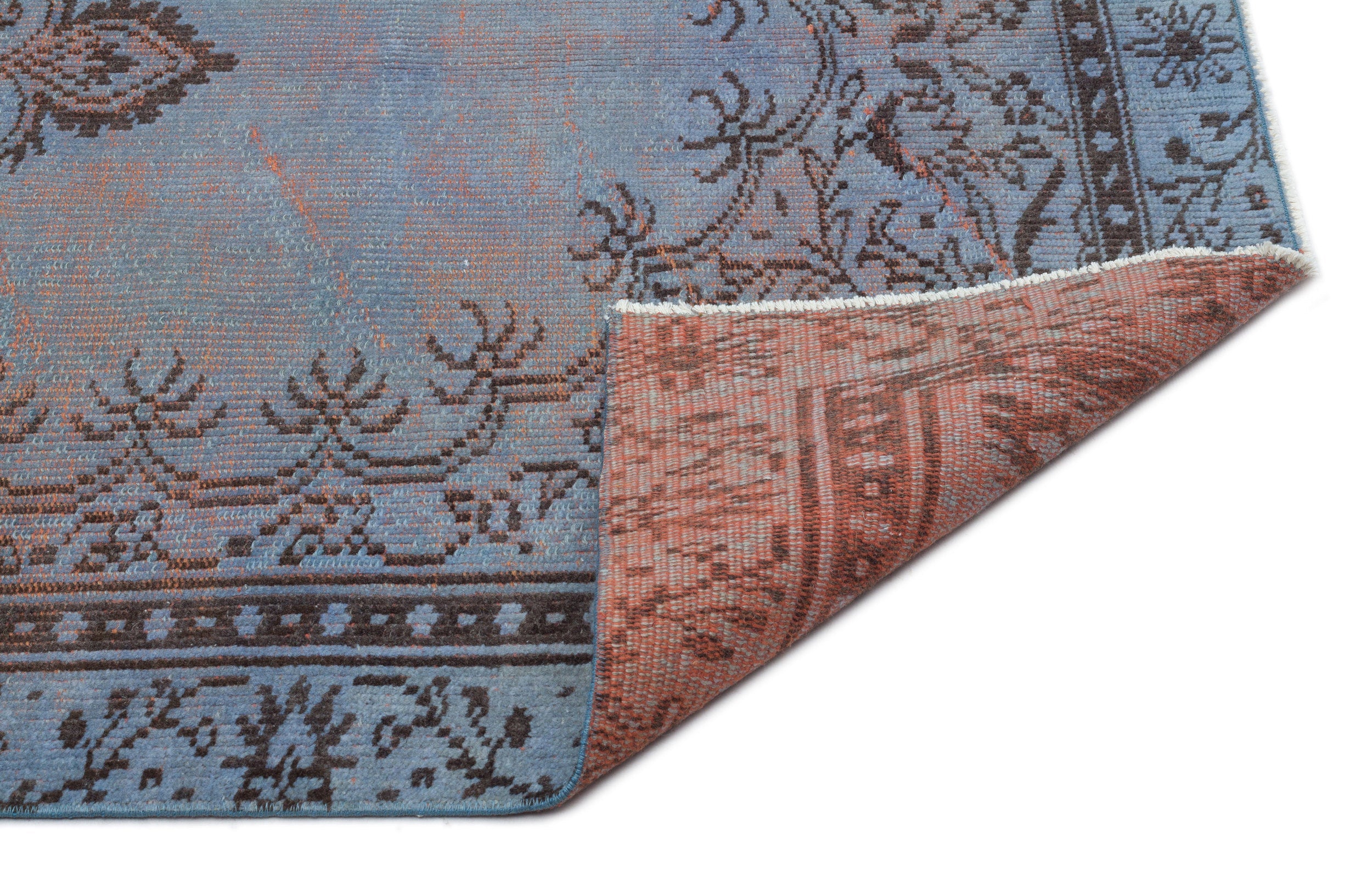 Atina Blue Vintage Wool Handmade Area Rug 4'9" x 8'4"