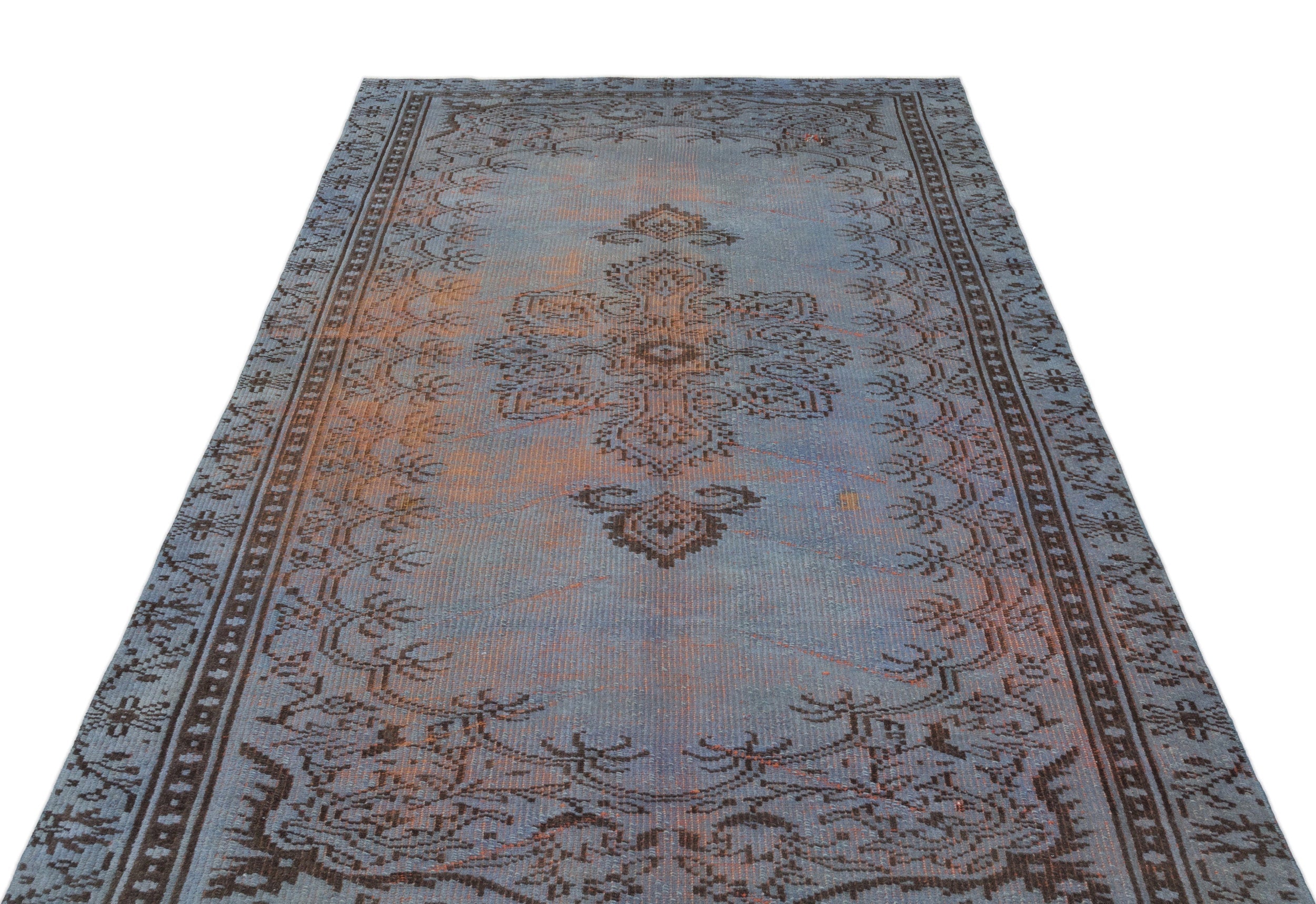 Atina Blue Vintage Wool Handmade Area Rug 4'9" x 8'4"