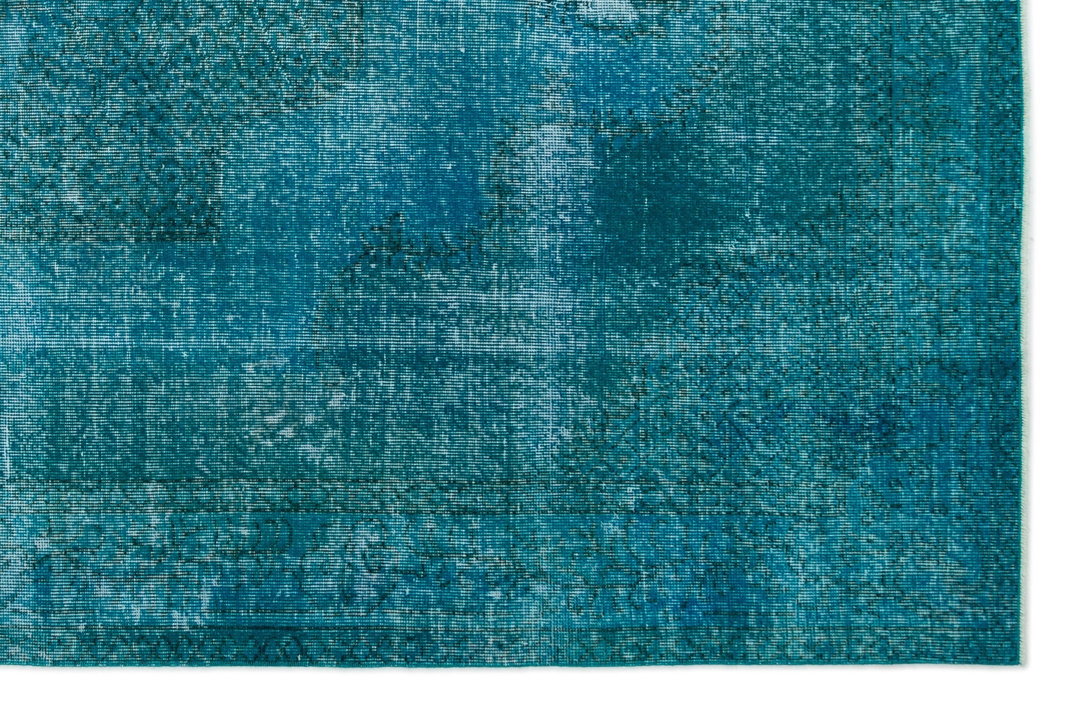 Atina Turquoise Vintage Wool Handmade Area Rug 6'8" x 10'0"