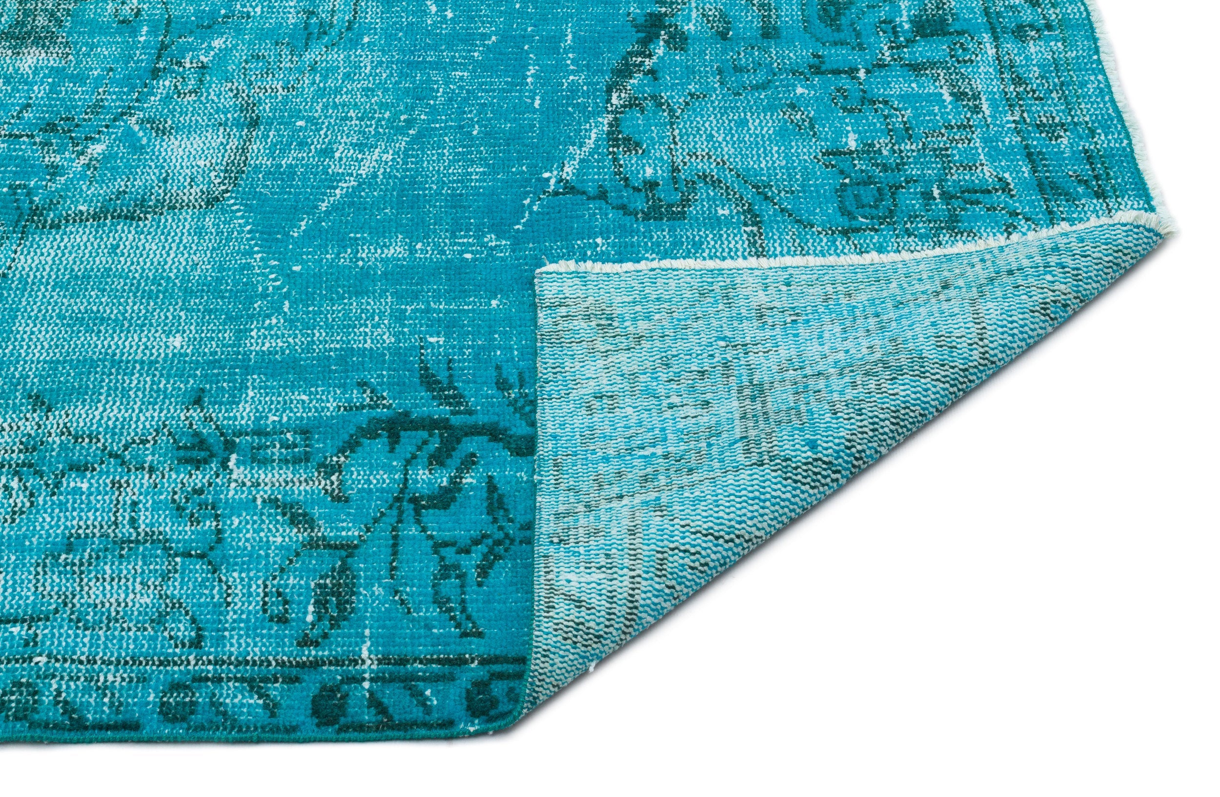 Atina Turquoise Vintage Wool Handmade Area Rug 5'7" x 10'2"