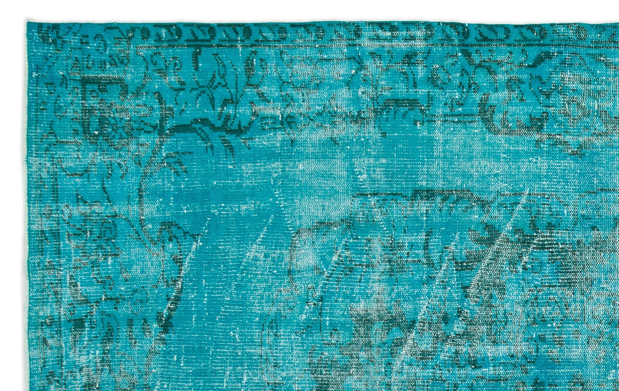 Atina Turquoise Vintage Wool Handmade Area Rug 5'7" x 10'2"