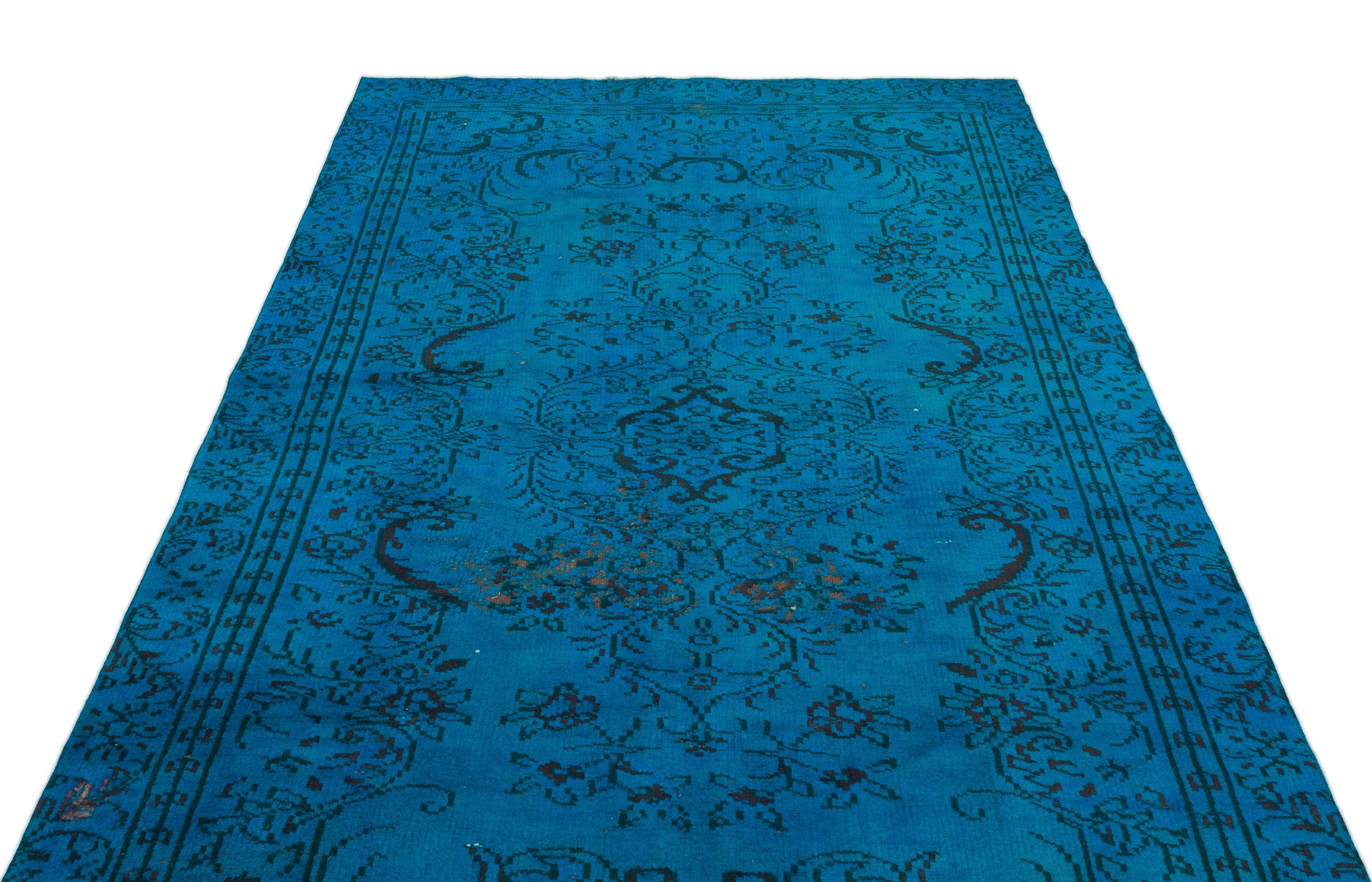 Atina Turquoise Vintage Wool Handmade Area Rug 5'1" x 8'10"