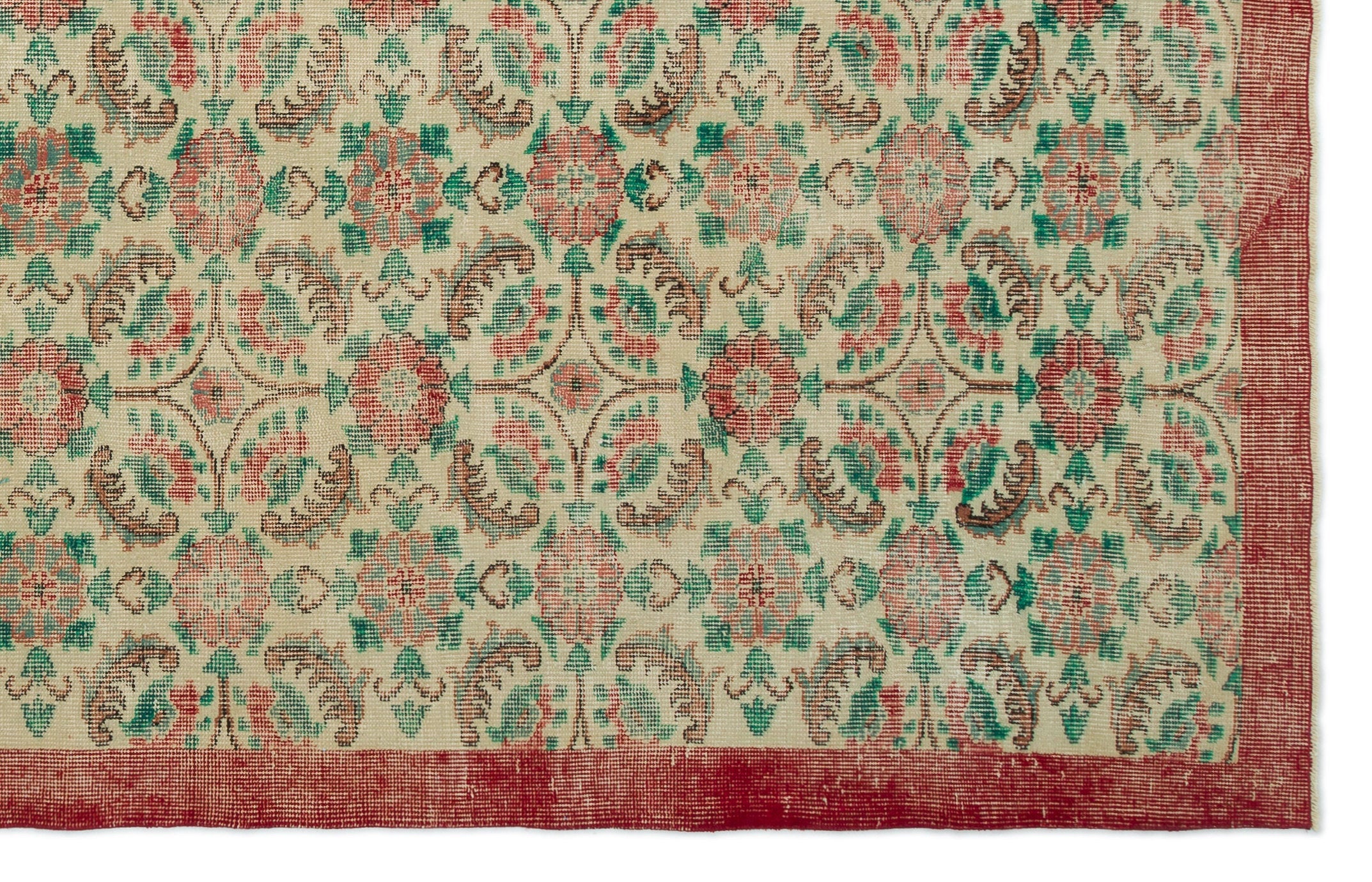 Atina Beige Vintage Wool Handmade Area Rug 6'4" x 9'11"