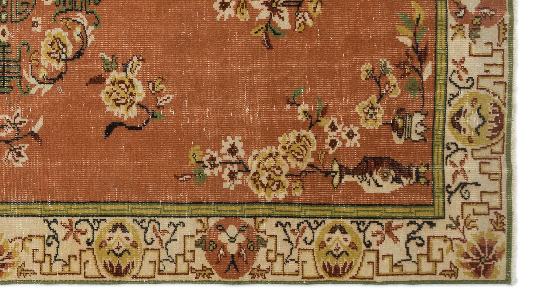 Atina Brown Vintage Wool Handmade Area Rug 5'9" x 10'1"