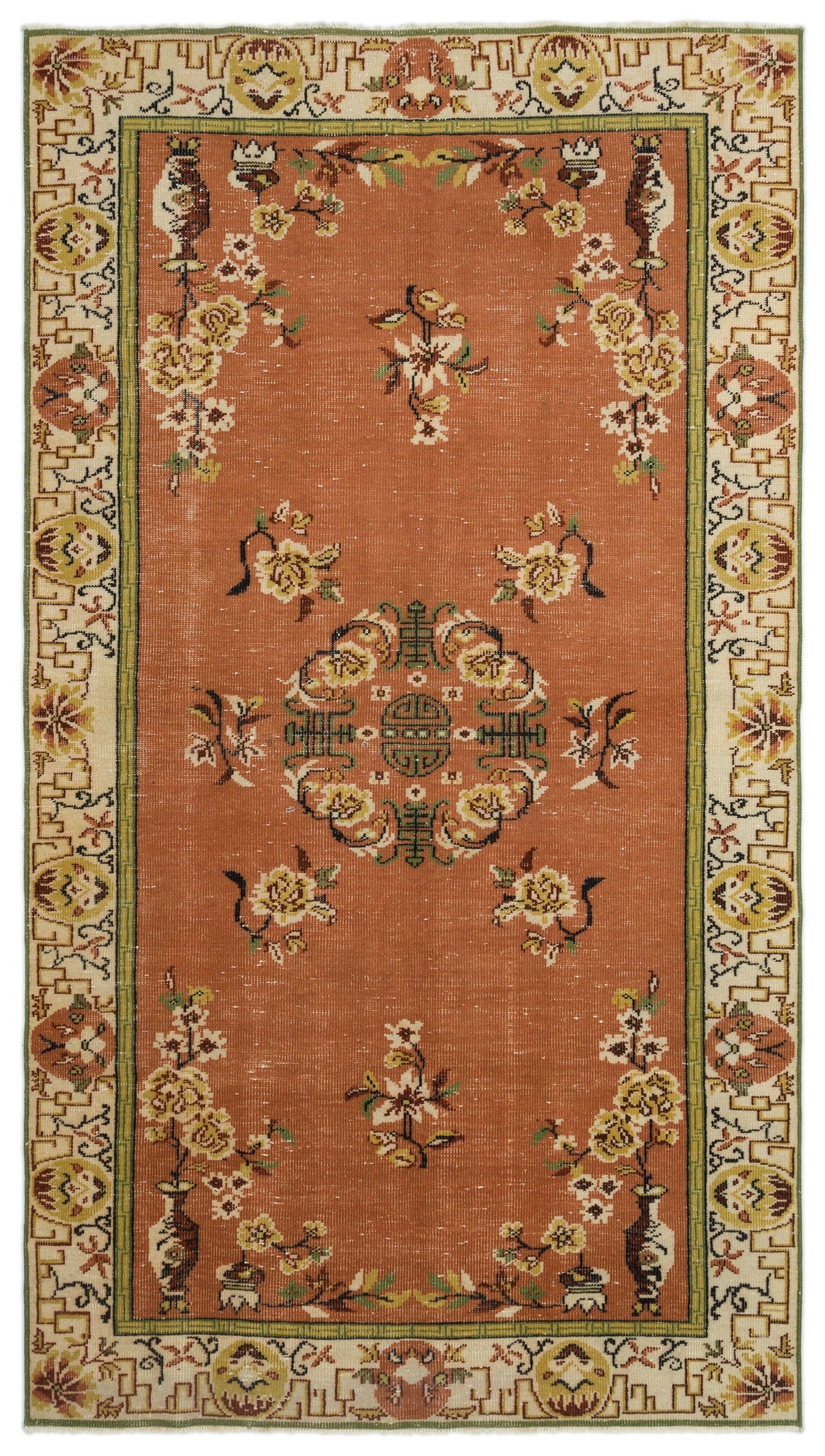 Atina Brown Vintage Wool Handmade Area Rug 5'9" x 10'1"