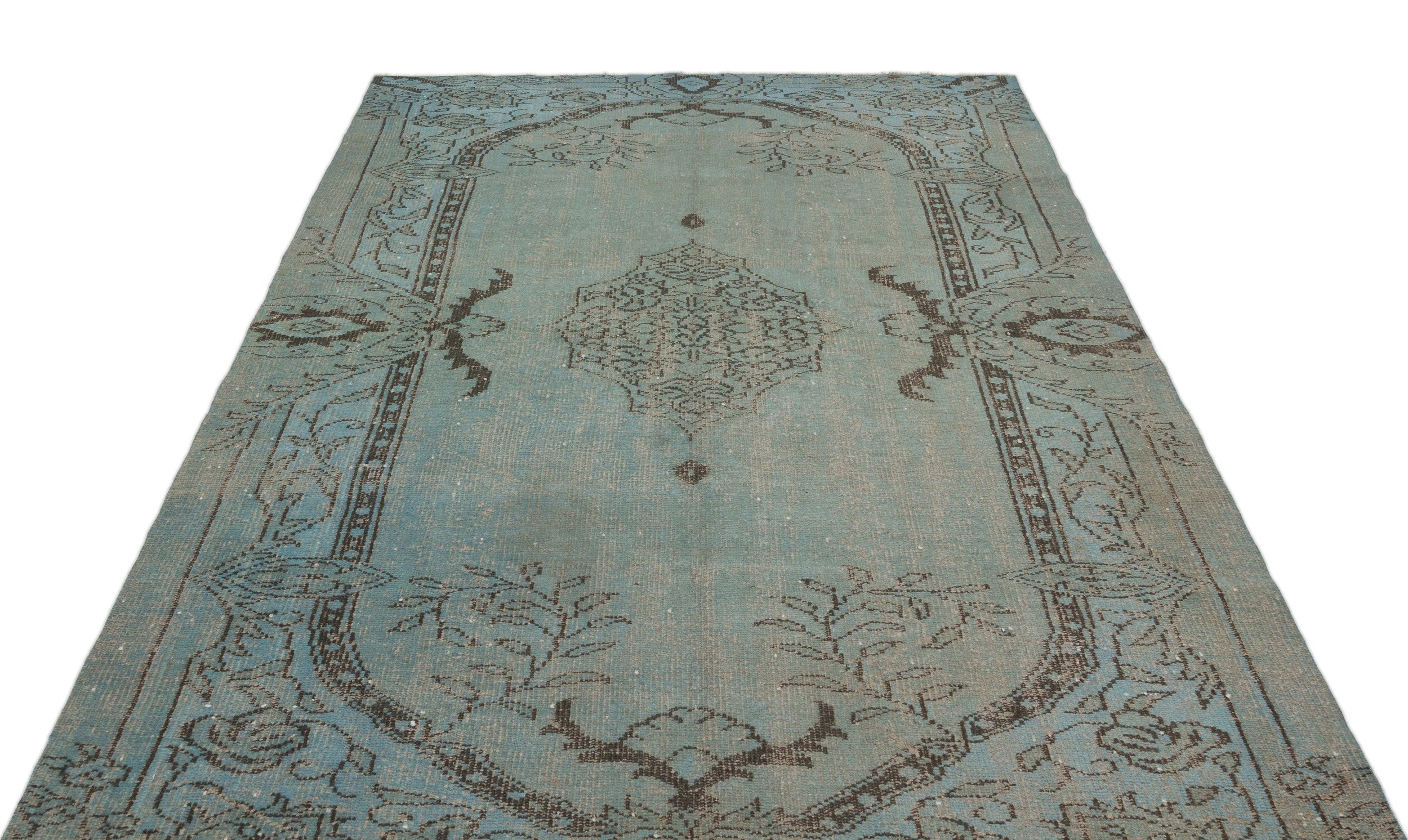 Atina Green Vintage Wool Handmade Area Rug 5'8" x 8'8"