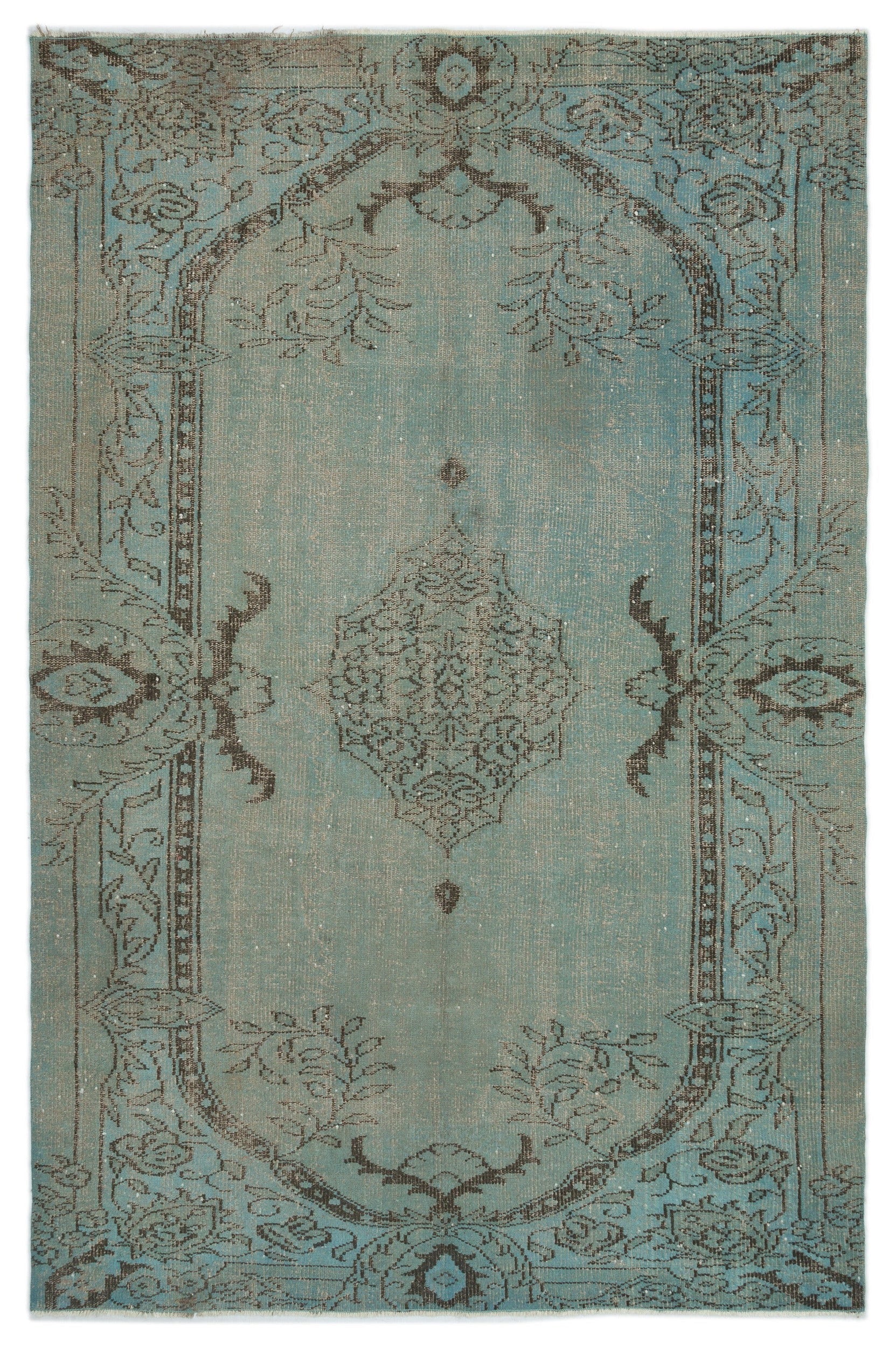 Atina Green Vintage Wool Handmade Area Rug 5'8" x 8'8"