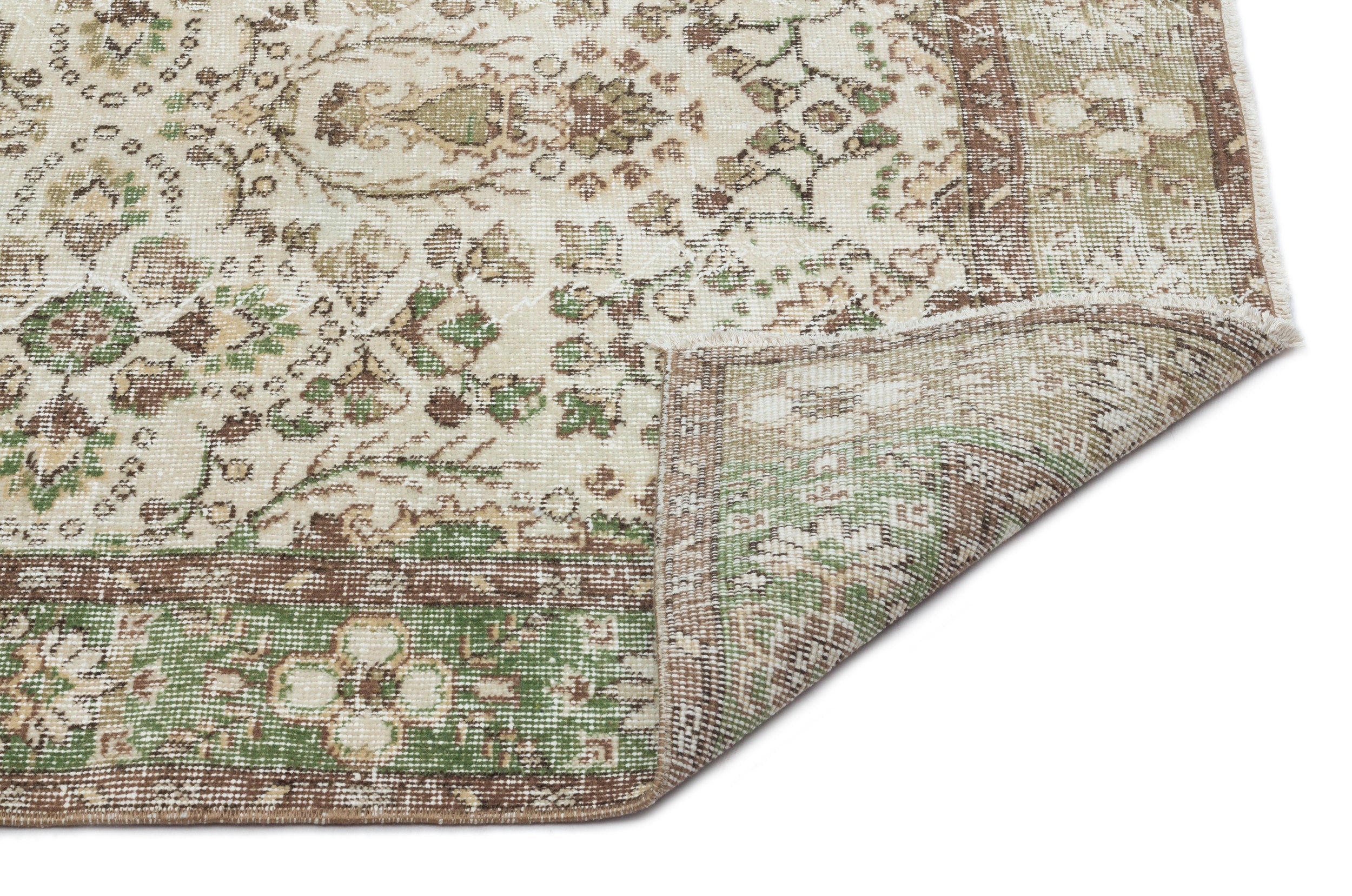 Atina Beige Vintage Wool Handmade Area Rug 5'10" x 9'3"