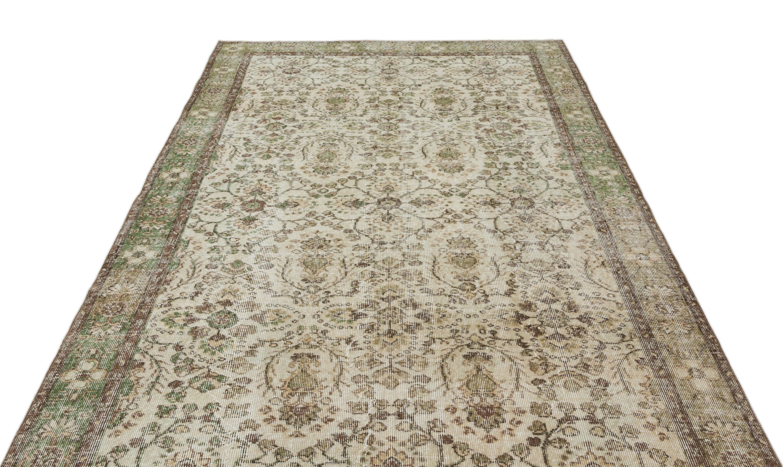 Atina Beige Vintage Wool Handmade Area Rug 5'10" x 9'3"