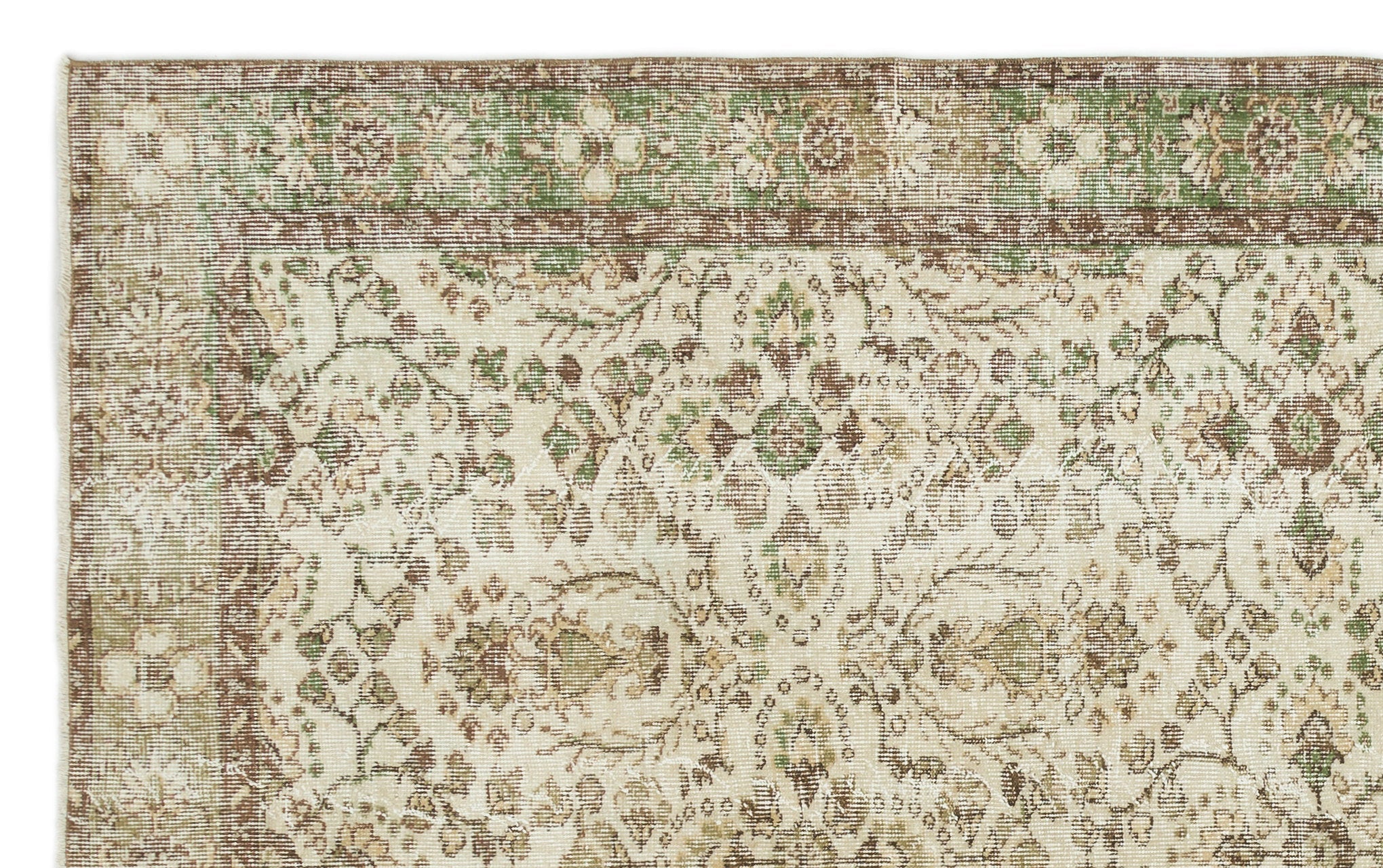 Atina Beige Vintage Wool Handmade Area Rug 5'10" x 9'3"