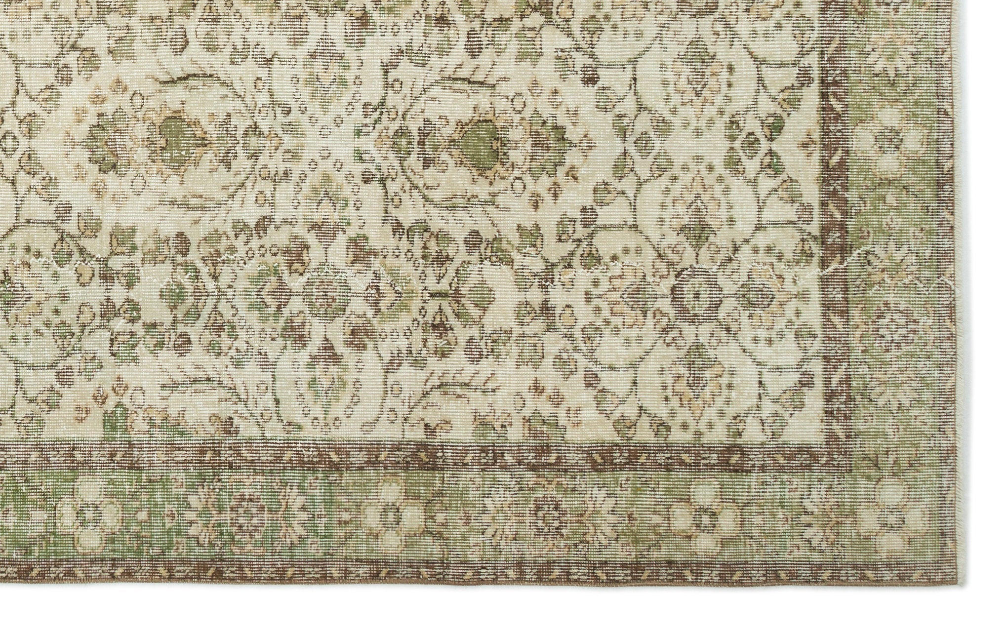 Atina Beige Vintage Wool Handmade Area Rug 5'10" x 9'3"
